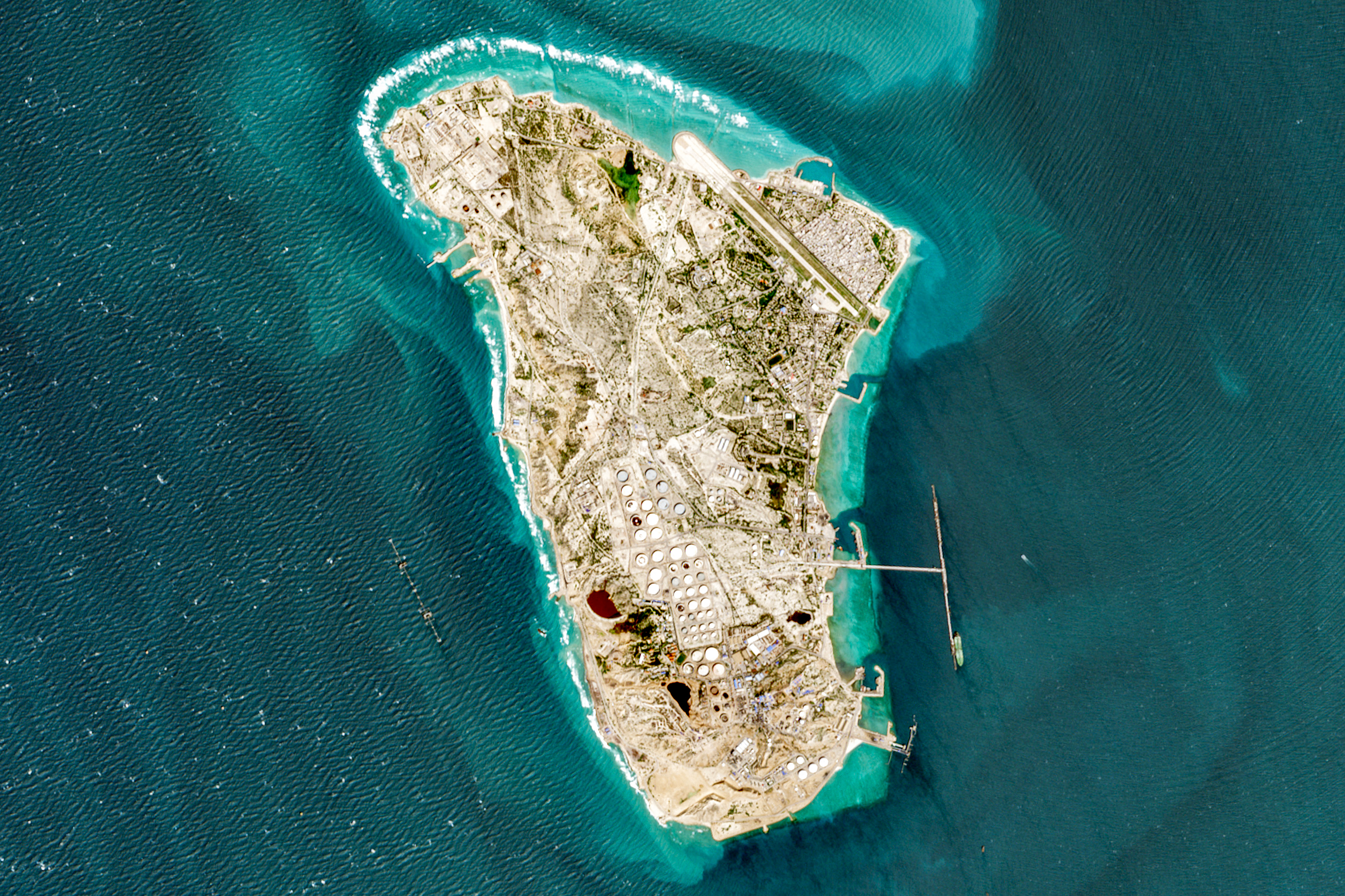 A satellite view of Iran's Kharg island.