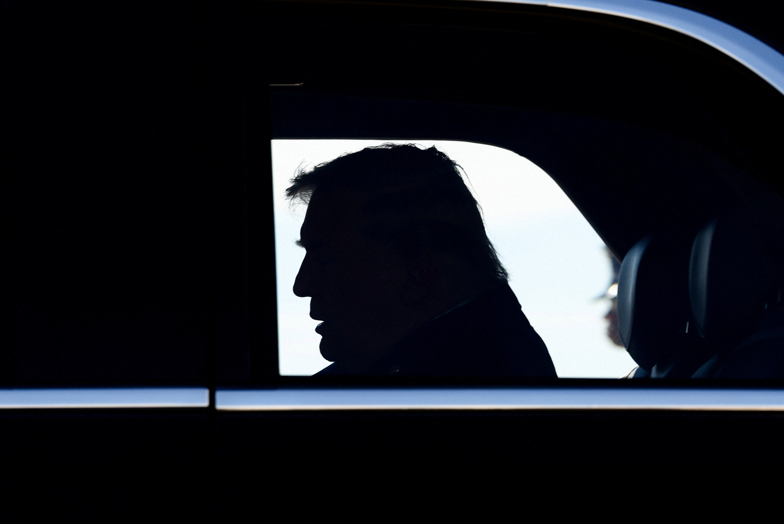 US President Donald&nbsp;Trump&nbsp;sits inside a vehicle upon arrival at Memphis Air National Guard Base in Memphis, Tennessee, US on March 23, 2026. [Kevin Lamarque/Reuters]