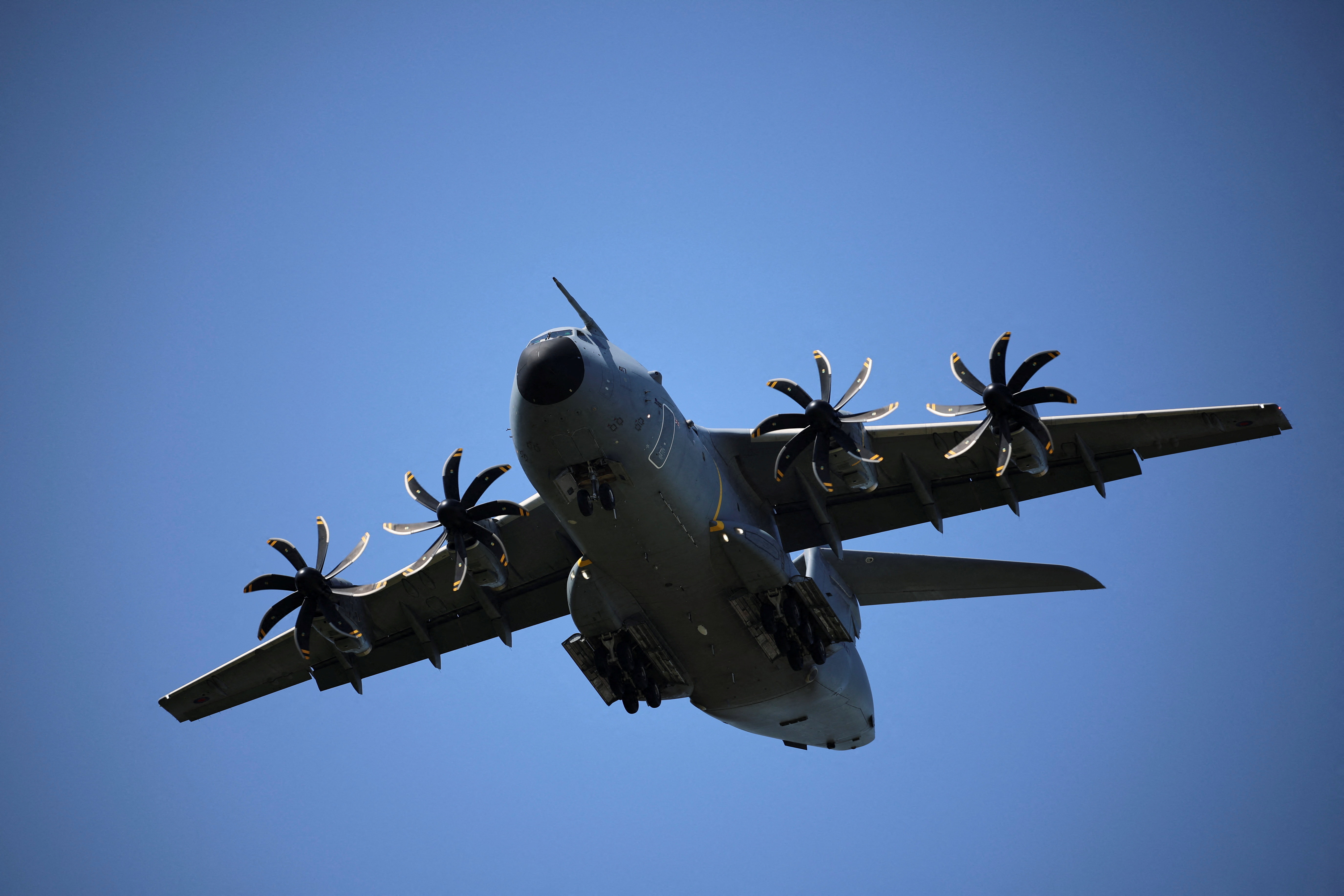 An aircraft prepares to land in RAF Akrotiri, a British sovereign base in Cyprus that was hit by a drone early Monday, causing limited damage, in Cyprus, March 3, 2026. REUTERS/Yiannis Kourtoglou