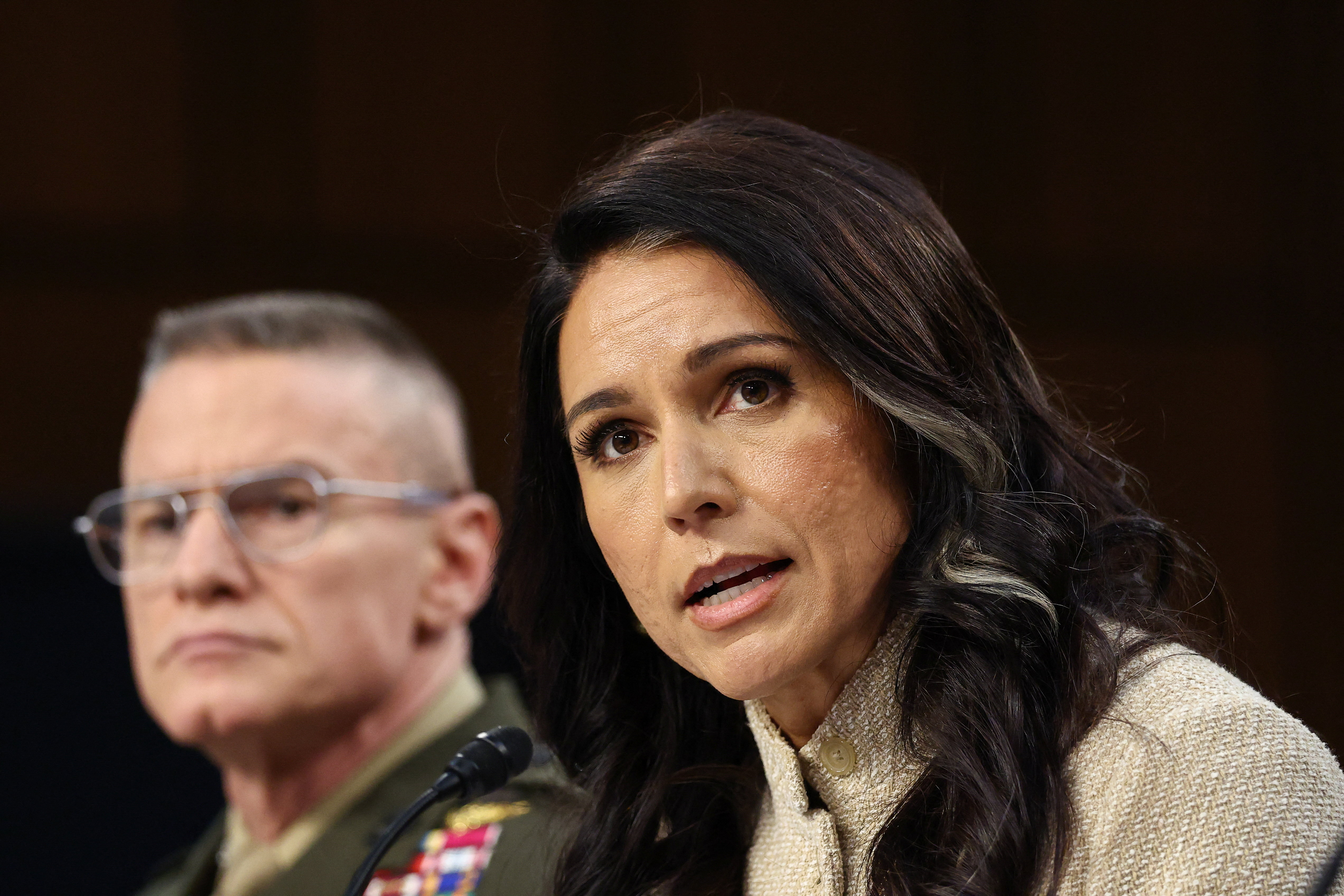Director of National Intelligence (DNI) Tulsi Gabbard testifies before a Senate Intelligence Committee hearing on Capitol Hill in Washington, D.C., U.S., March 18, 2026. REUTERS/Kevin Lamarque