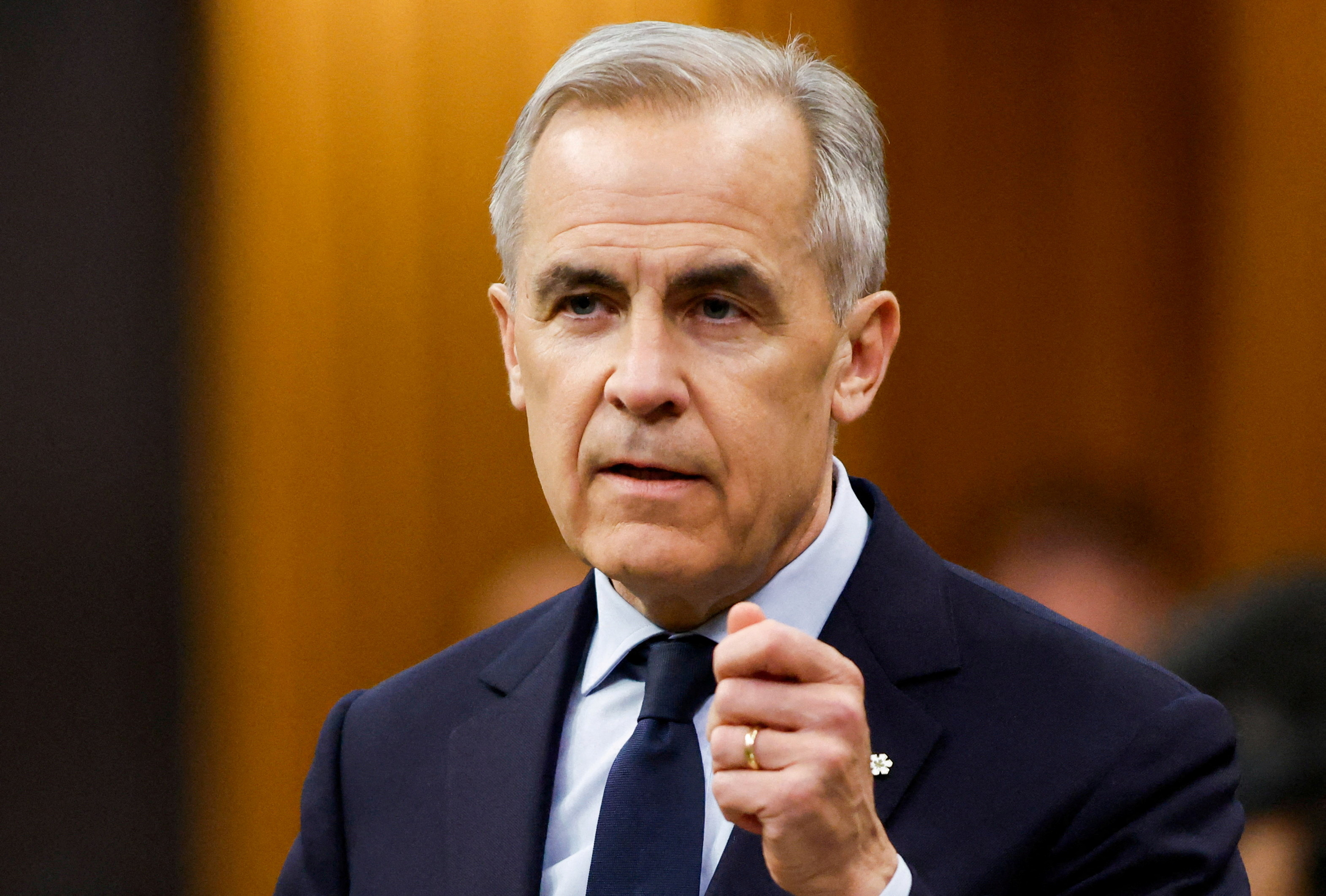 Canada's Prime Minister Mark Carney speaks during Question Period in the House of Commons on Parliament Hill in Ottawa.