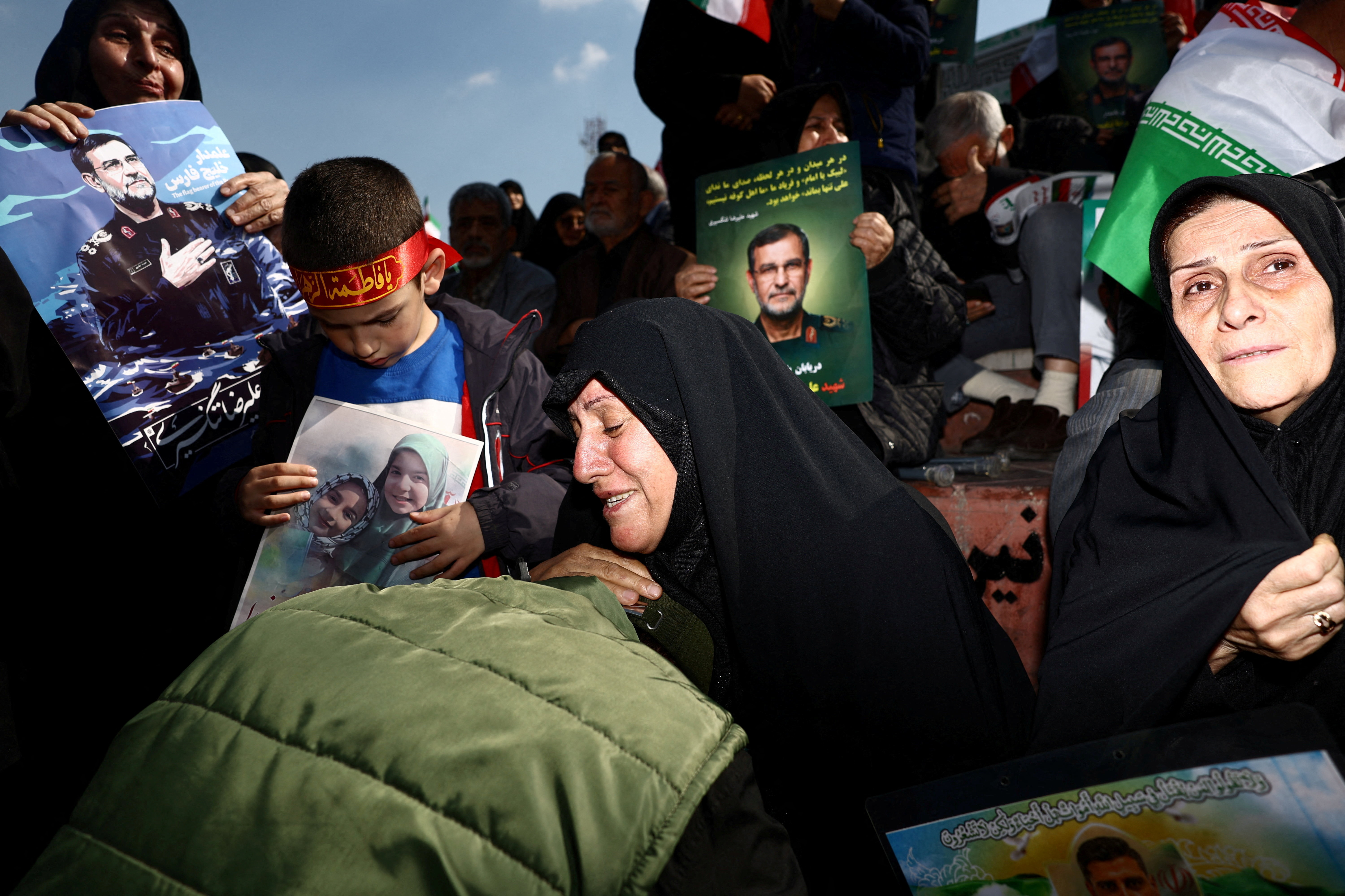 People attend a funeral ceremony for the Revolutionary Guards Navy Commander Alireza Tangsiri, who was killed in strikes, amid the U.S.-Israeli conflict with Iran, in Tehran, Iran, April 1, 2026.