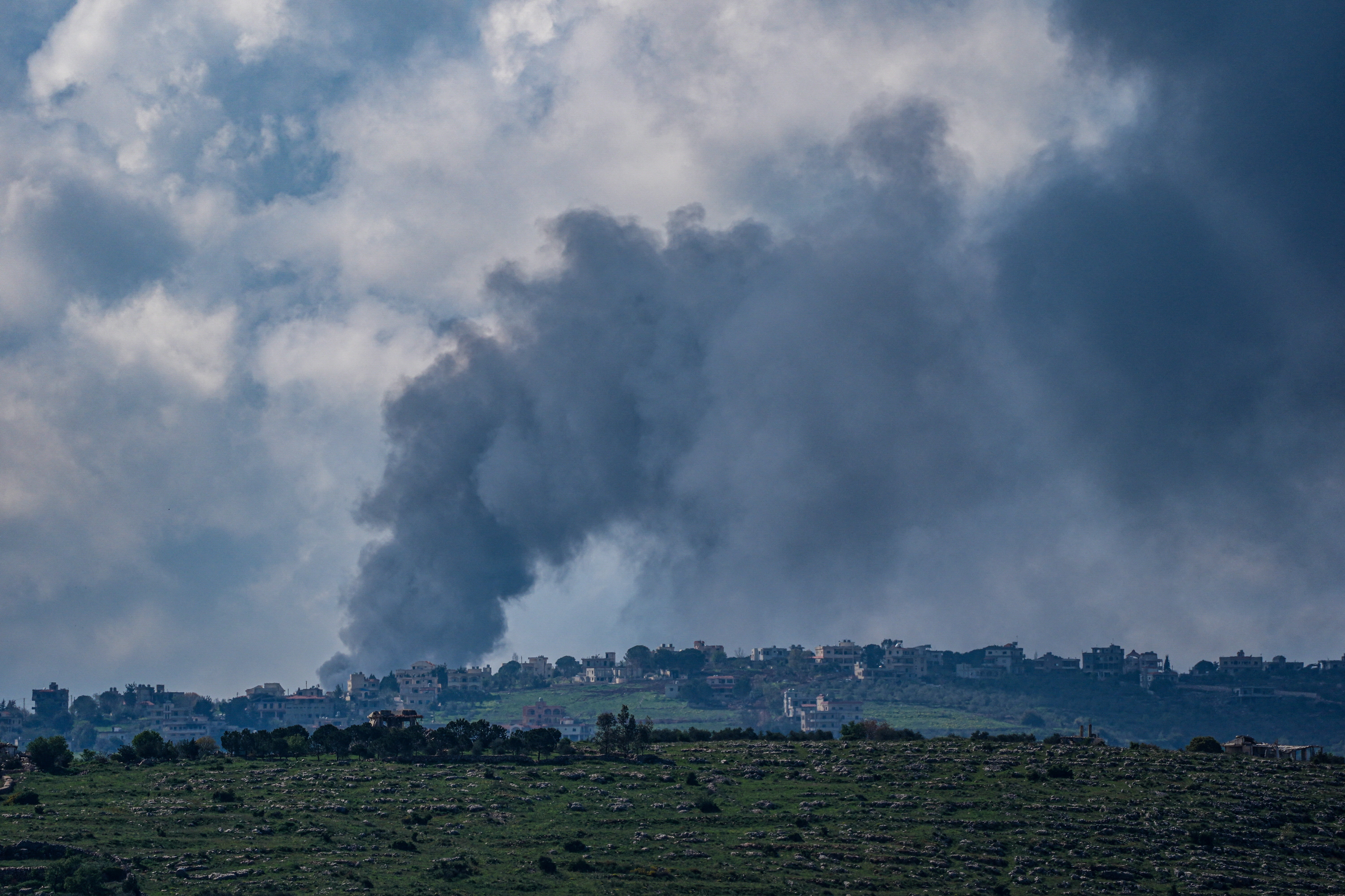 Smoke rises after an attack.