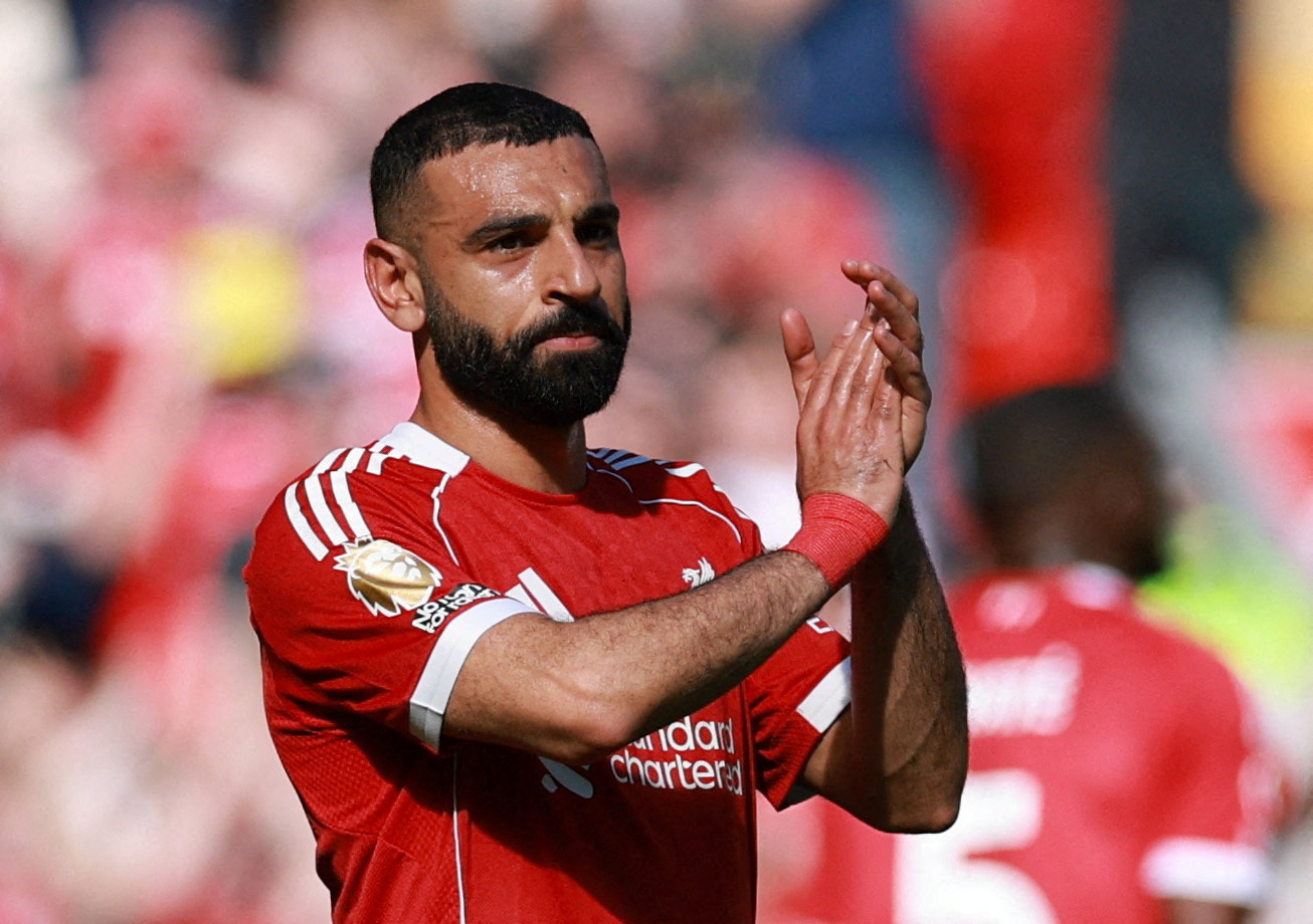 Liverpool's Mohamed Salah applauds fans