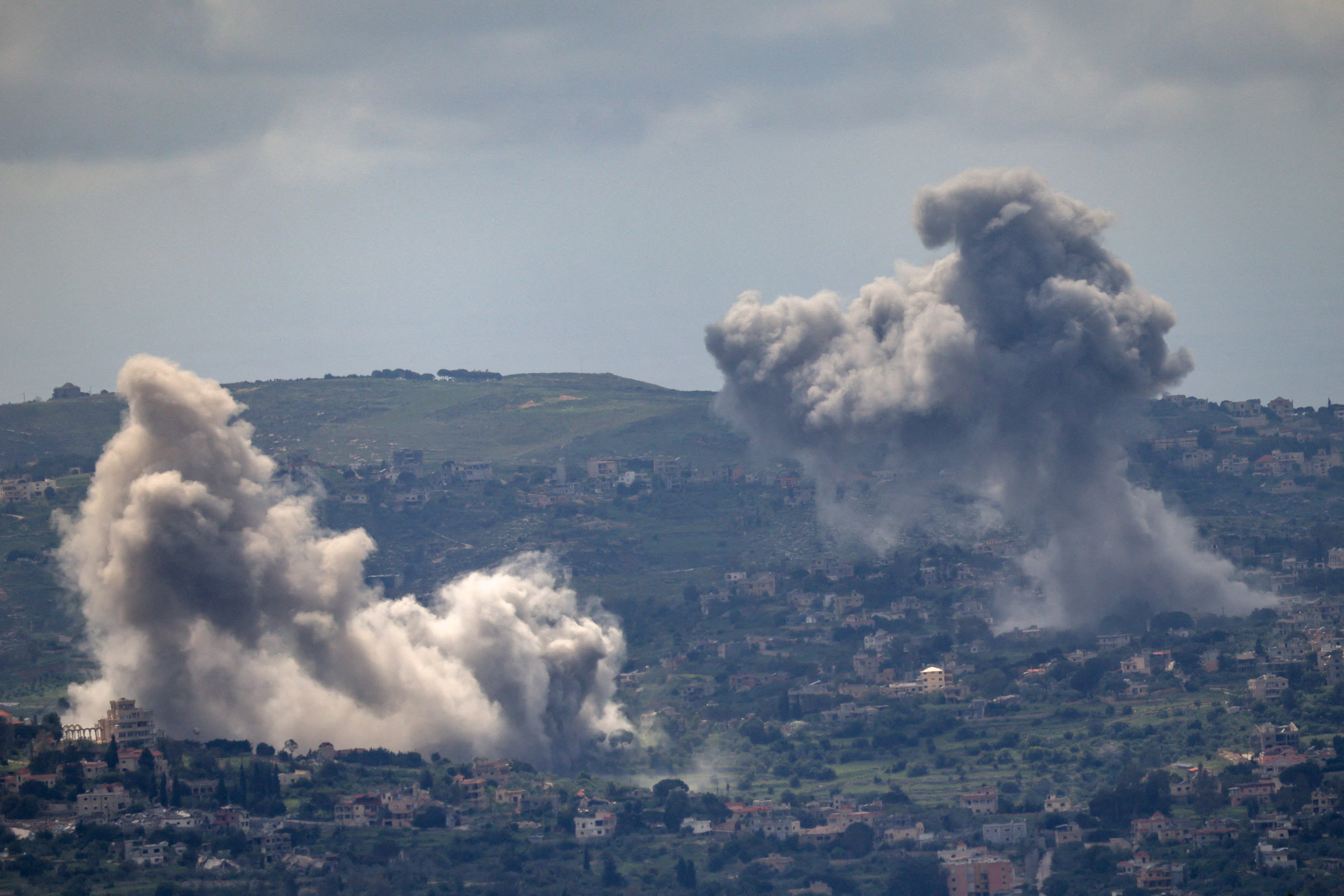 Smoke rises following explosions in southern Lebanon, near the Israel-Lebanon border, as seen from northern Israel, April 28, 2026. REUTERS/Shir Torem TPX IMAGES OF THE DAY