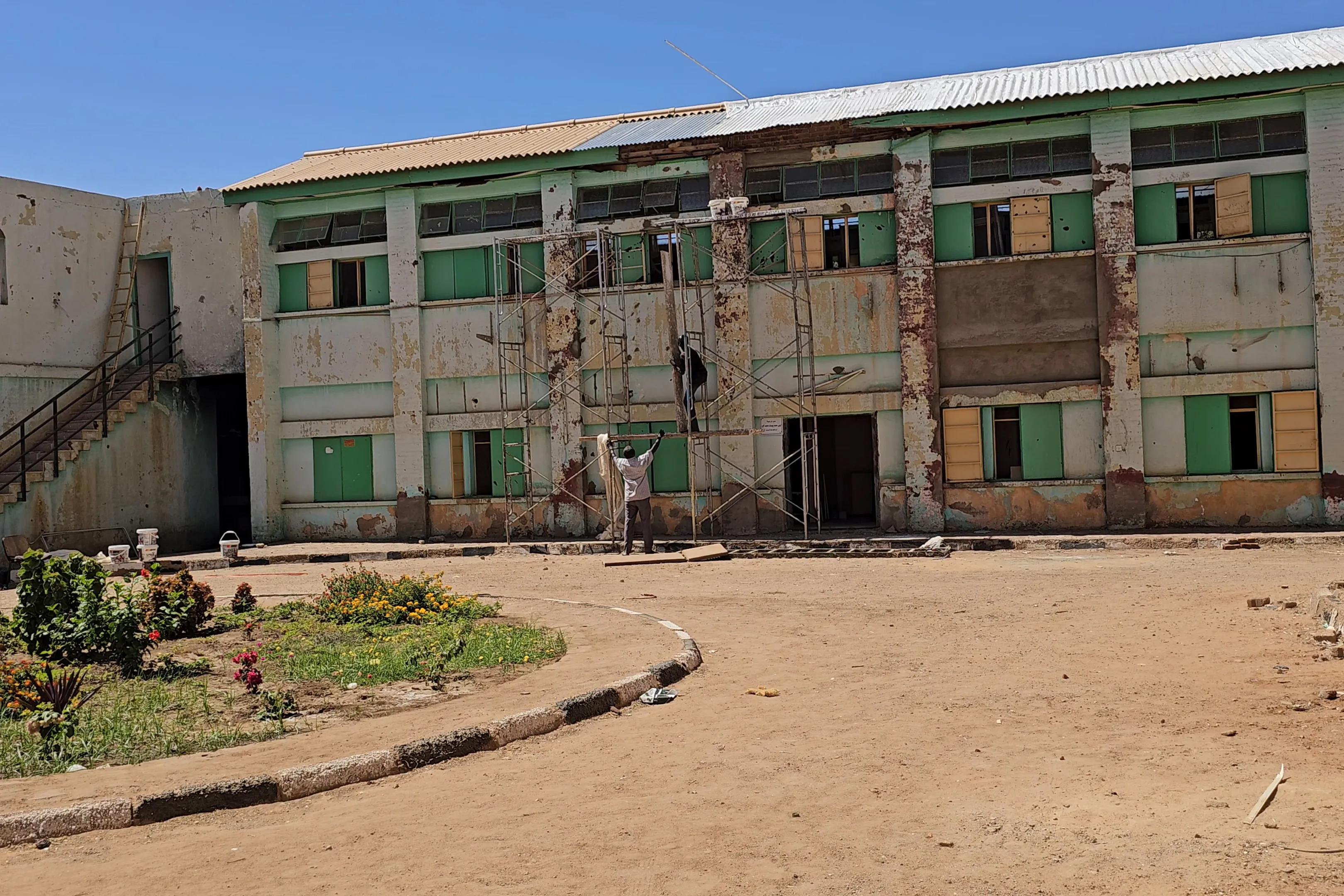 Work is underway to repair a number of buildings damaged by the war