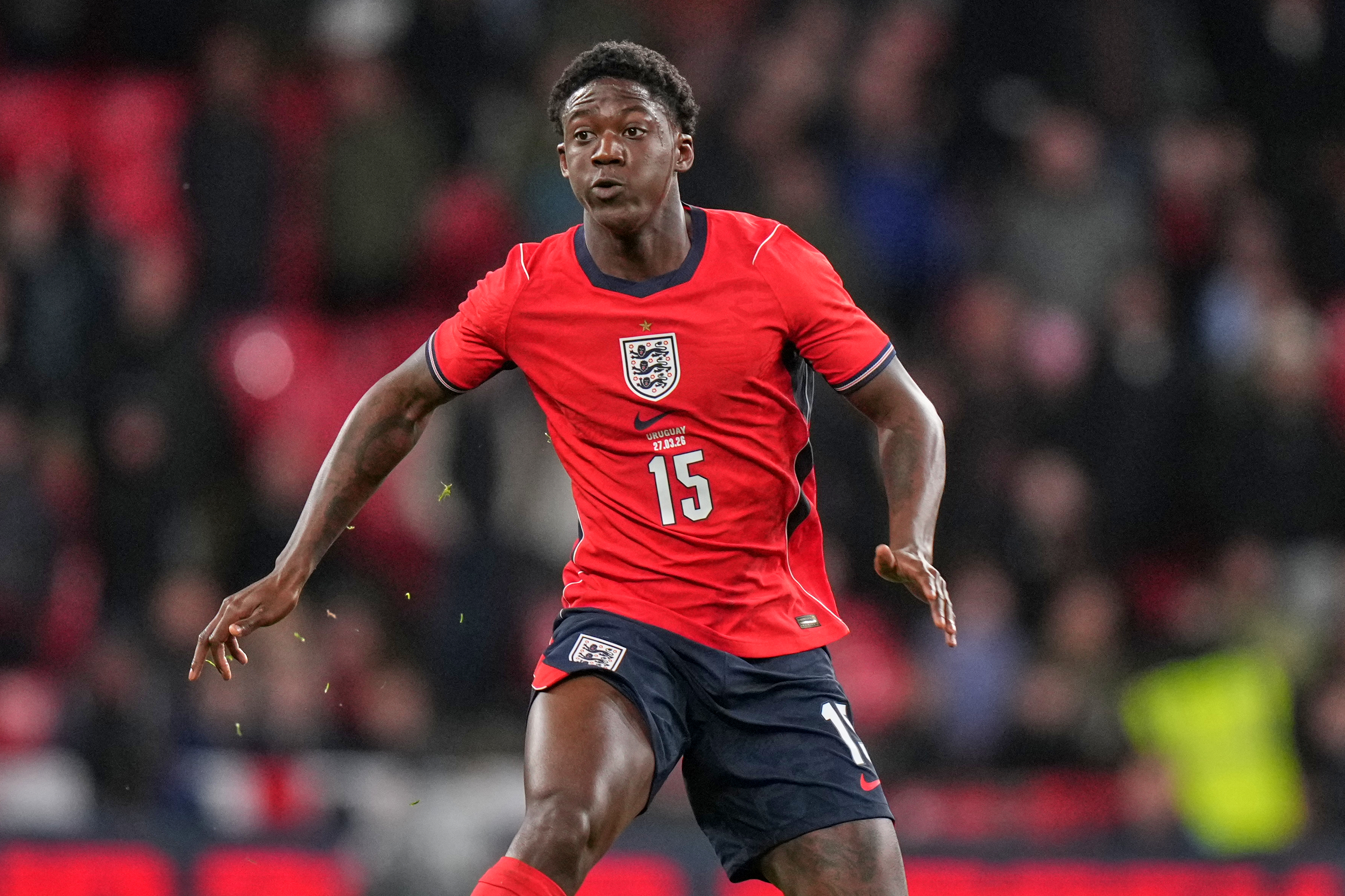 England's Kobbie Mainoo in action during the international friendly soccer match between England and Uruguay