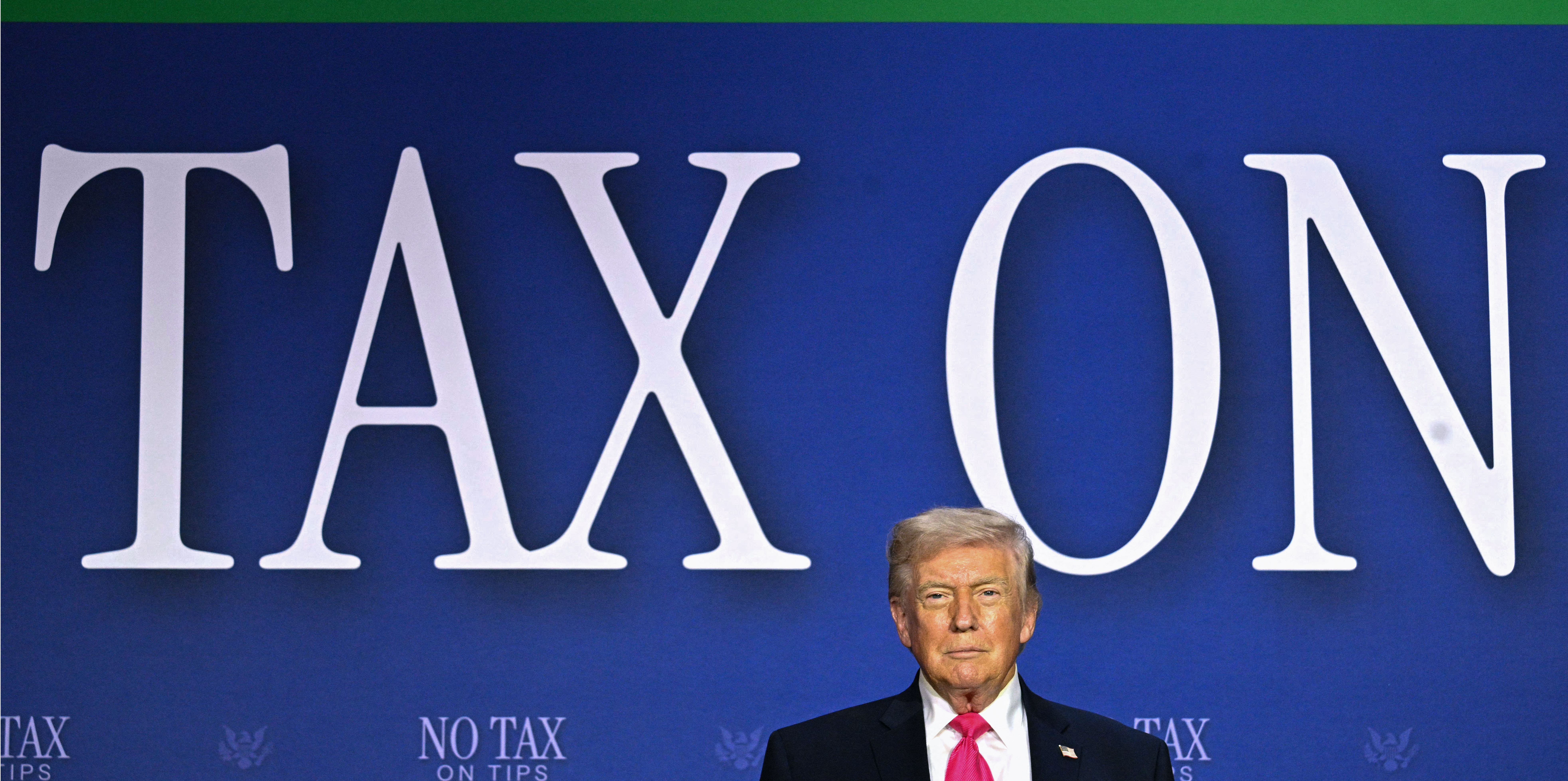 US President Donald Trump arrives for a roundtable discussion on his "no tax on tips" policy at the AC Hotel Las Vegas Symphony Park in Las Vegas, Nevada, on April 16, 2026.