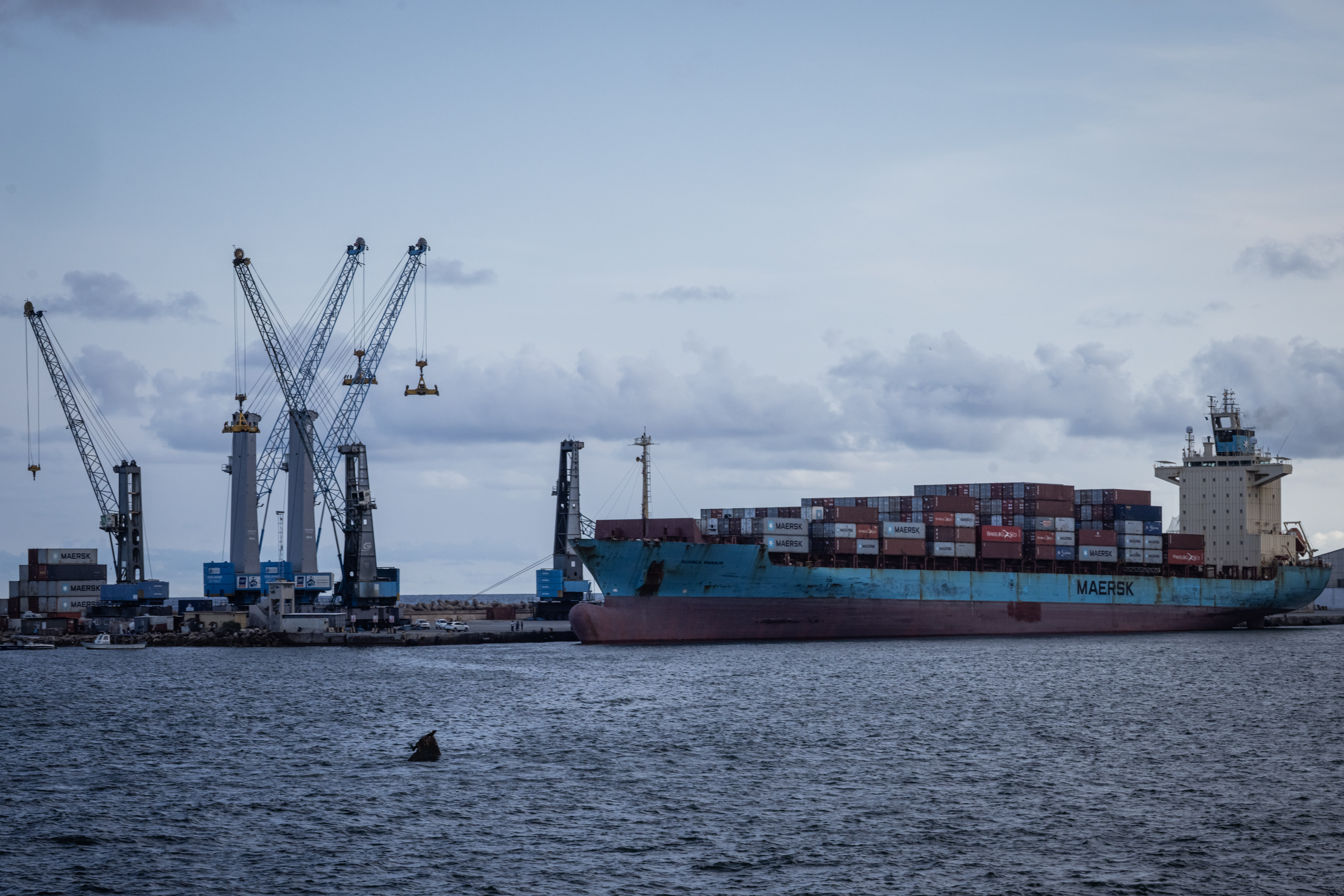 MOGADISHU, SOMALIA - APRIL 25: A cargo ship is seen in a port in central Mogadishu, on April 25, 2025 in Mogadishu, Somalia. There are concerns of a jihadist resurgence in Somalia amid growing attacks by the militant group Al-Shabaab, which has been fighting the government for nearly 20 years and controls swathes of the southern and central parts of the country. (Photo by Ed Ram/Getty Images)