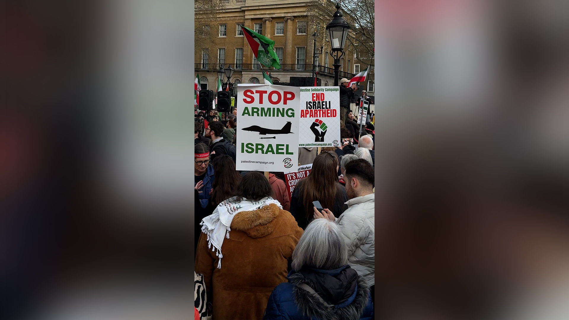 Protesters gather outside Downing Street in protest against Israel's new death penalty law for Palestinians on March 31, 2026. [Al Jazeera]