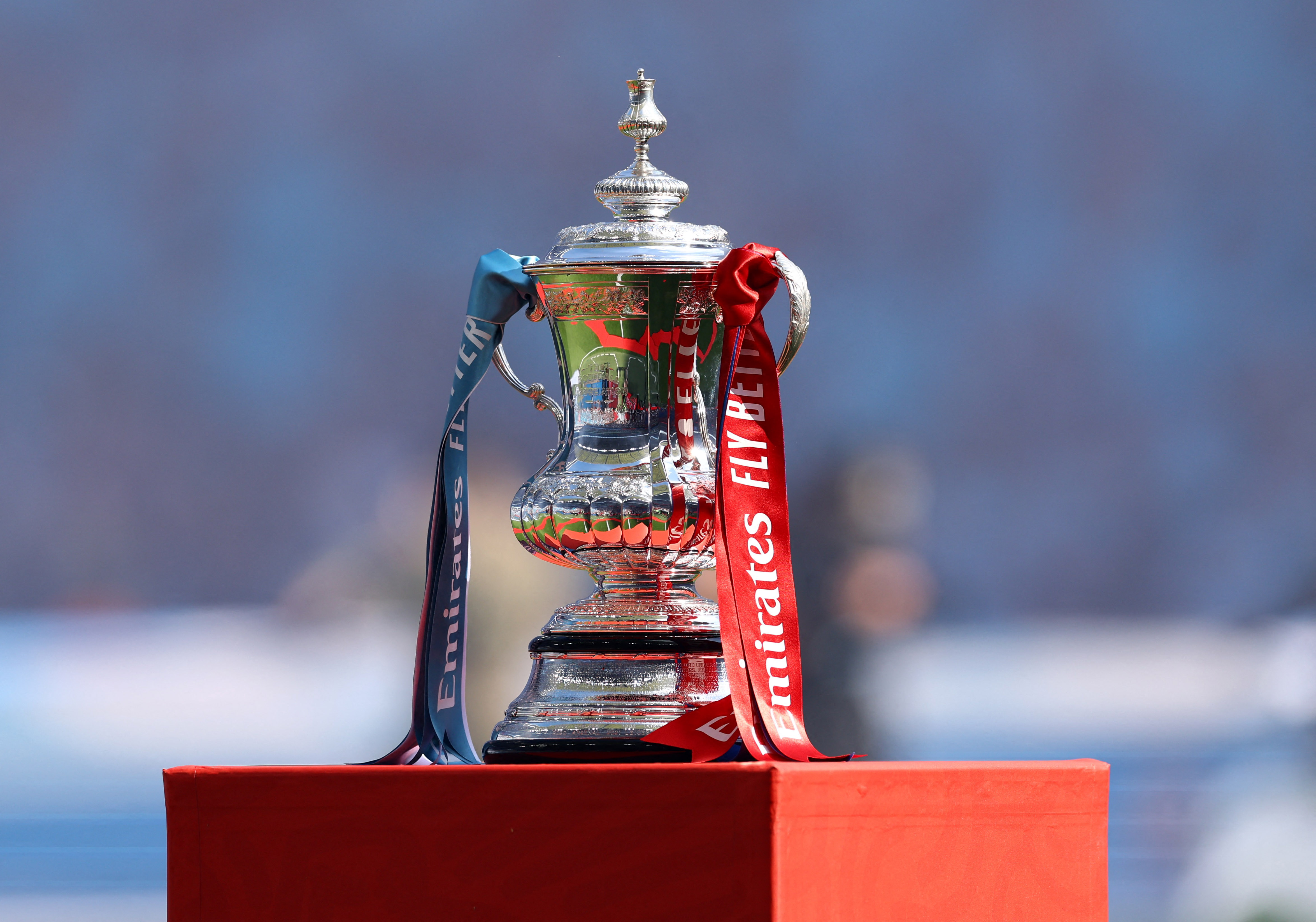 The FA Cup trophy at Wembley Stadium