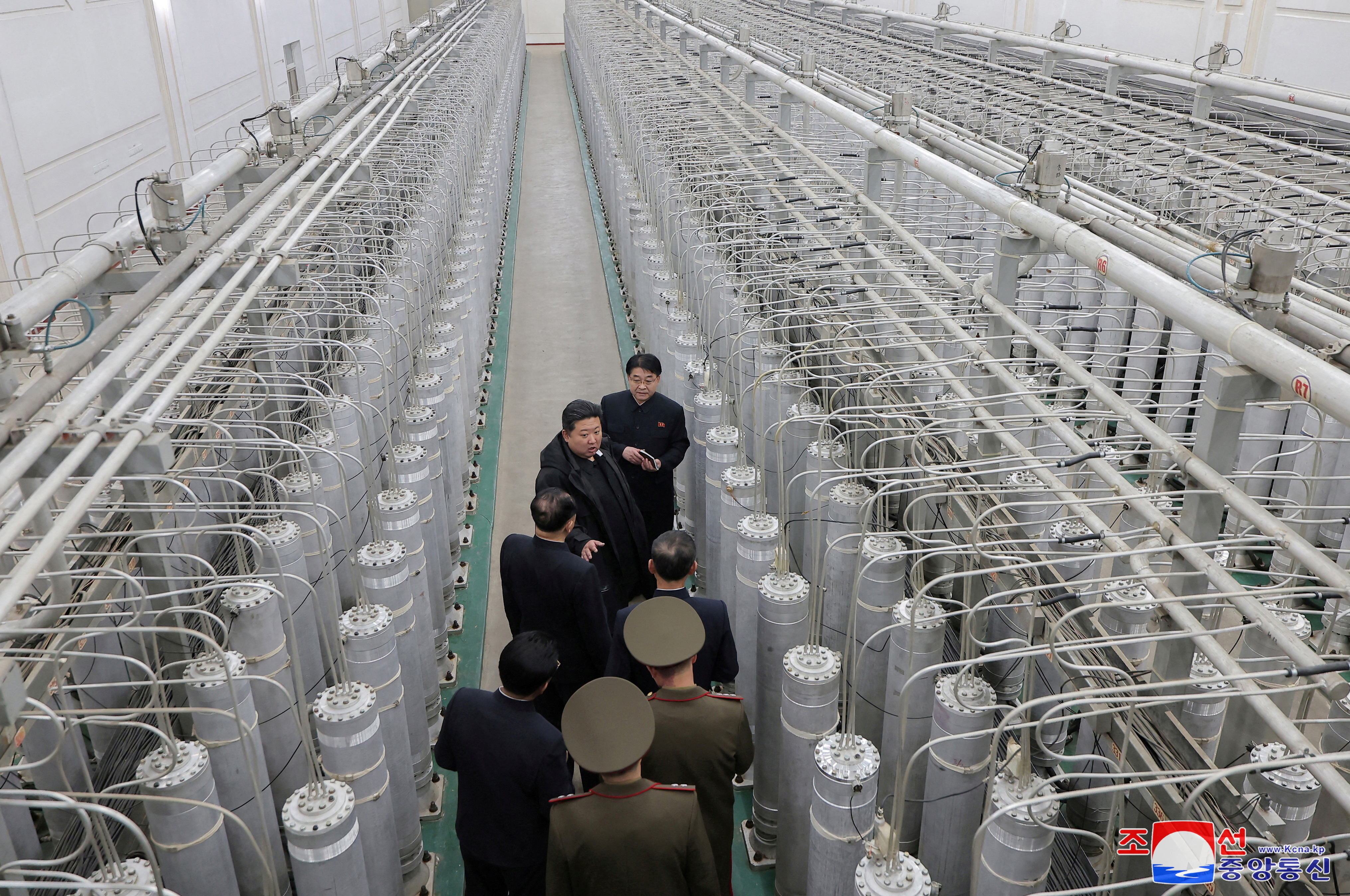 North Korean leader Kim Jong Un visits the country's nuclear material production base and nuclear weapons institute, at an undisclosed location in North Korea, in this photo released by North Korea's official Korean Central News Agency on January 29, 2025.