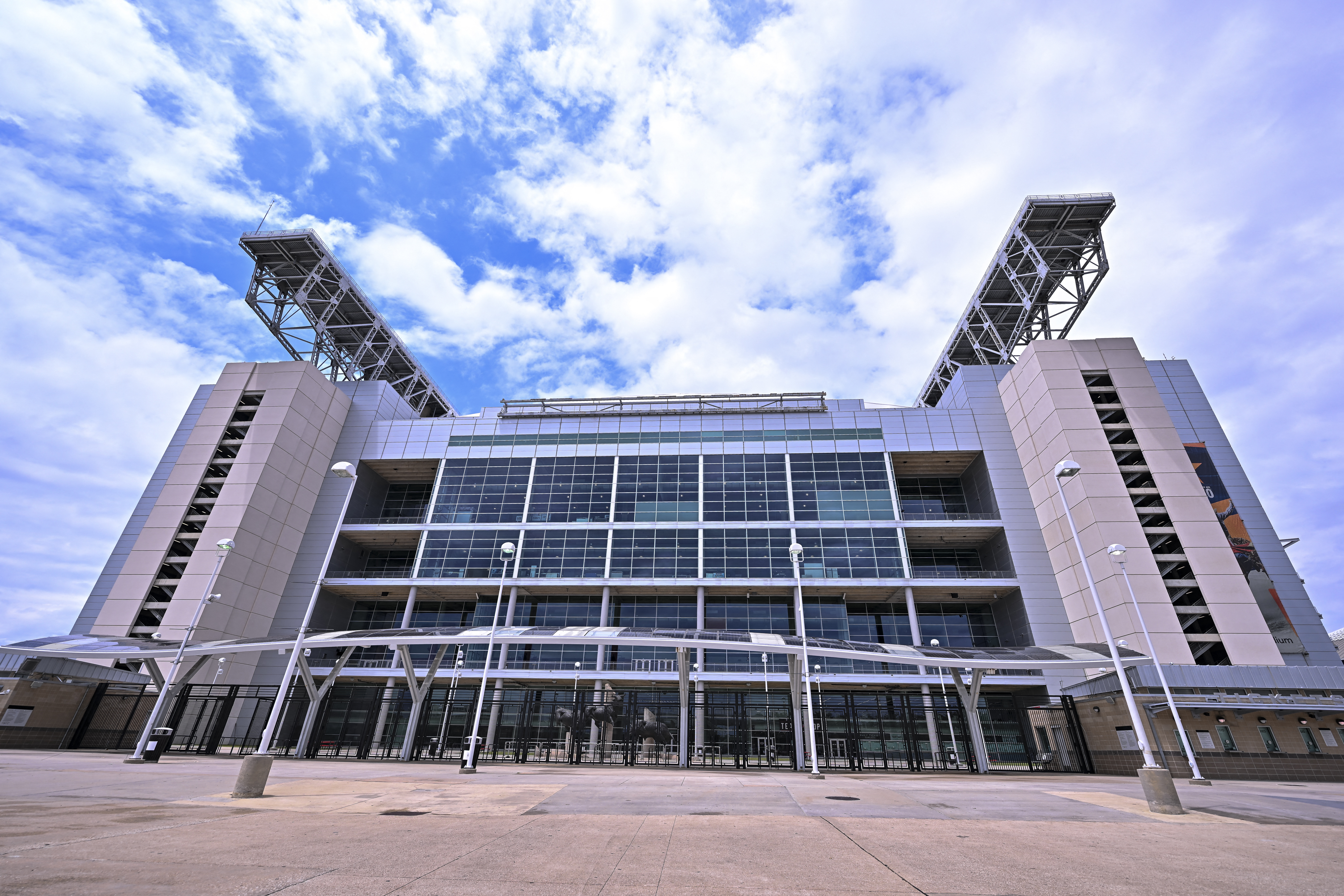 A general view of the front of the stadium ahead of the 2026 FIFA World Cup at NRG Stadium