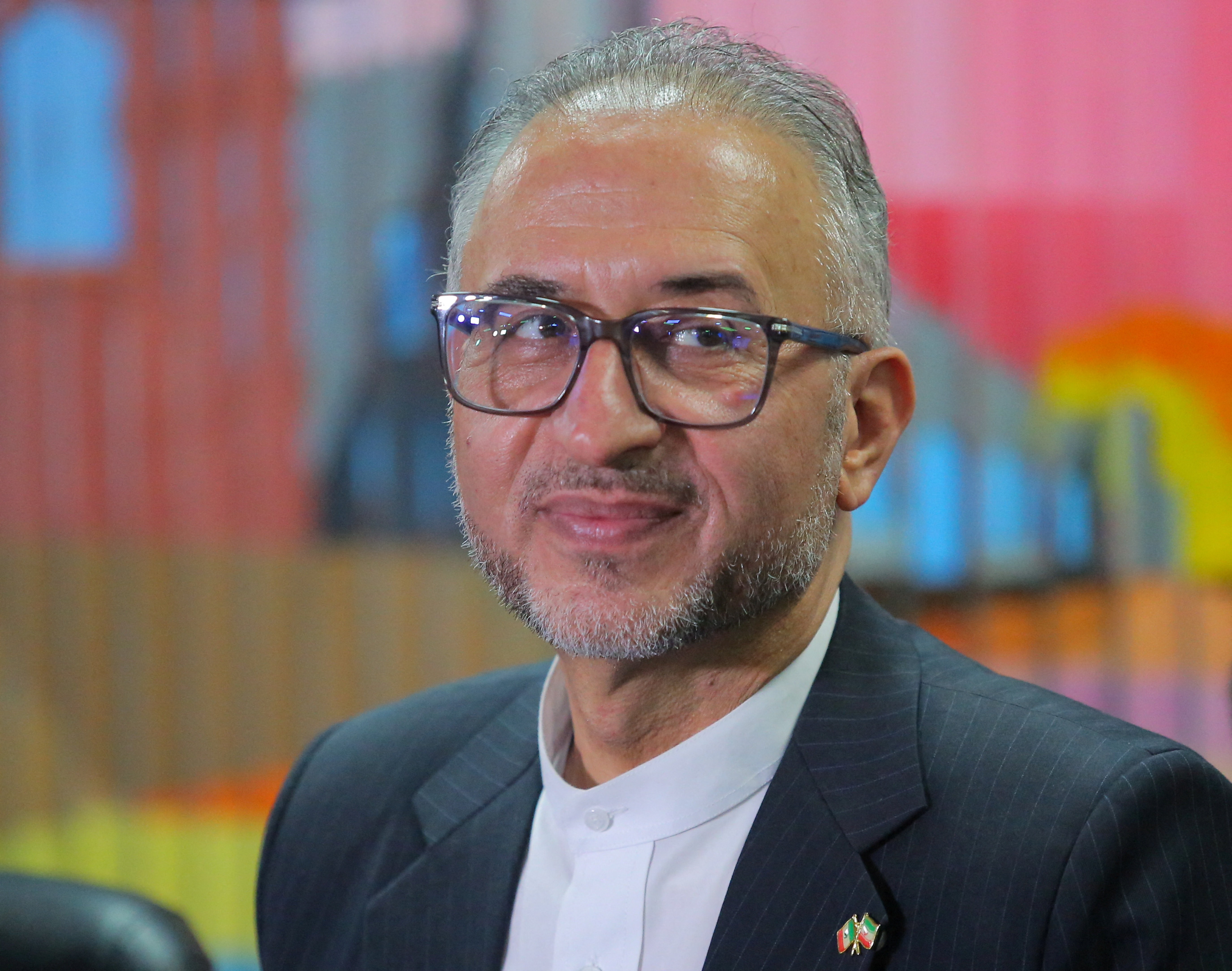 Iran’s ambassador to Mexico, Abolfazl Pasandideh, holds a press conference after a private meeting with business owners and traders at the Tijuana Chamber of Commerce (Canaco), as the city is set to serve as a base camp for Iran’s national team during the 2026 FIFA World Cup