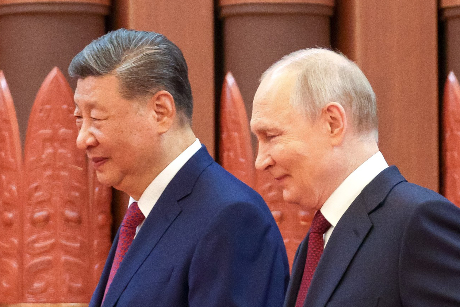 BEIJING, CHINA - MAY 20: (----EDITORIAL USE ONLY - MANDATORY CREDIT - 'KREMLIN PRESS SERVICE / HANDOUT' - NO MARKETING NO ADVERTISING CAMPAIGNS - DISTRIBUTED AS A SERVICE TO CLIENTS----) Russian President Vladimir Putin (R) and Chinese President Xi Jinping (L) meet days after US President Donald Trump visited China for a summit with the Chinese leader amid the US-Iran war in Beijing, China on May 20, 2026. Putin was received with an official welcoming ceremony outside Great Hall of the People, where Xi greeted him, before the two sit for talks. ( Kremlin Press Service - Anadolu Agency )