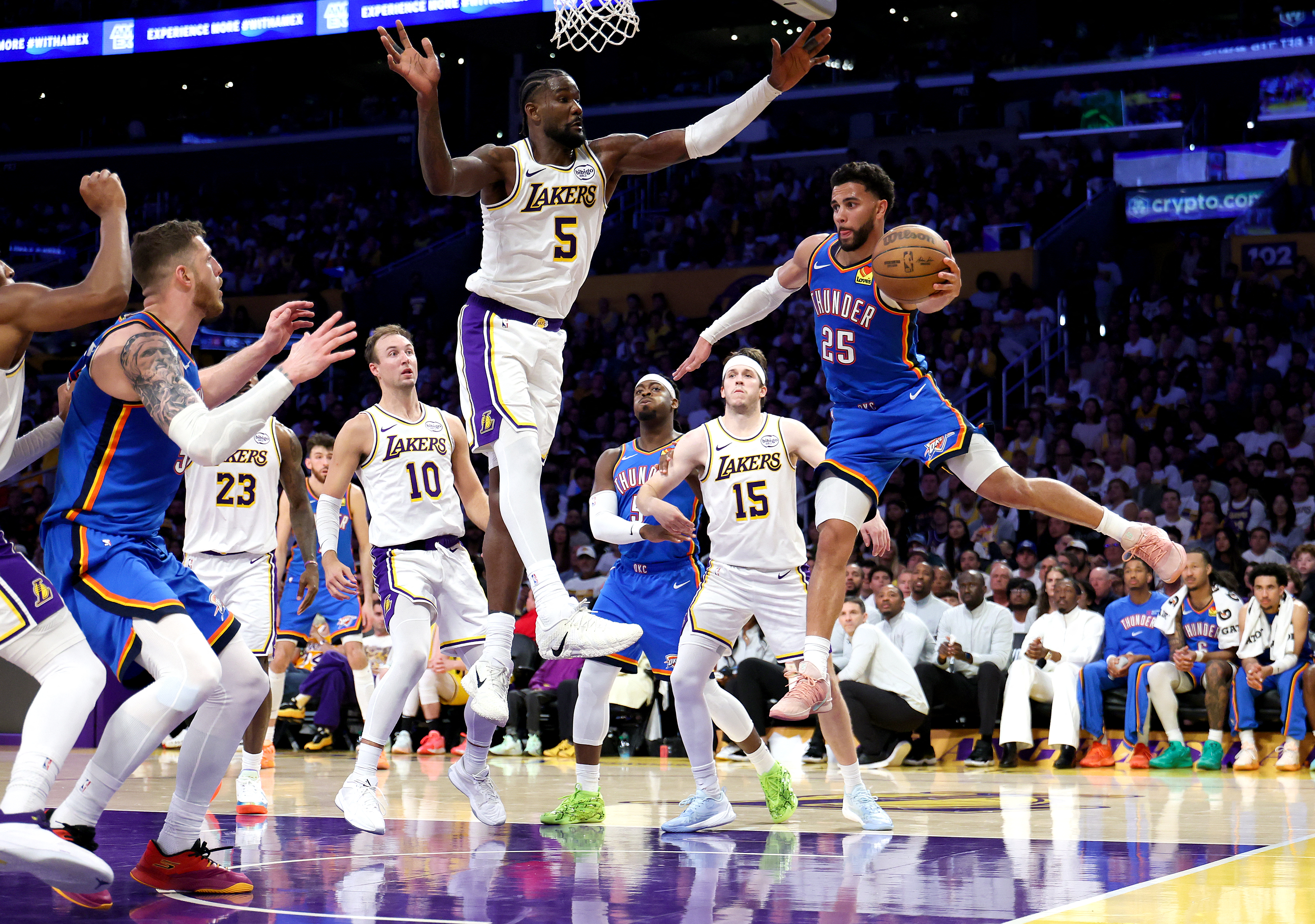 Ajay Mitchell led the scoring for the Oklahoma City Thunder against the Los Angeles Lakers