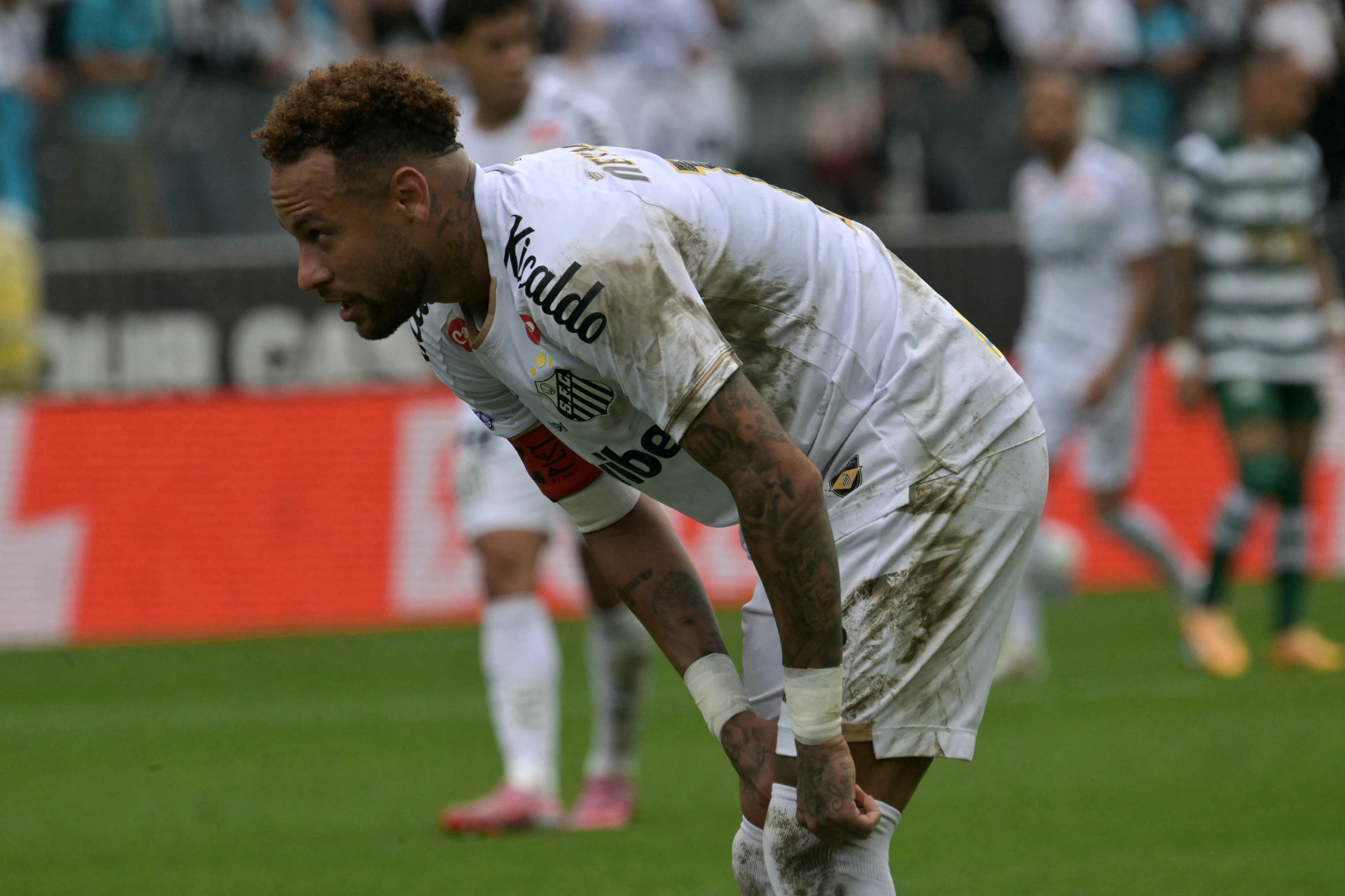 Neymar reacts.
