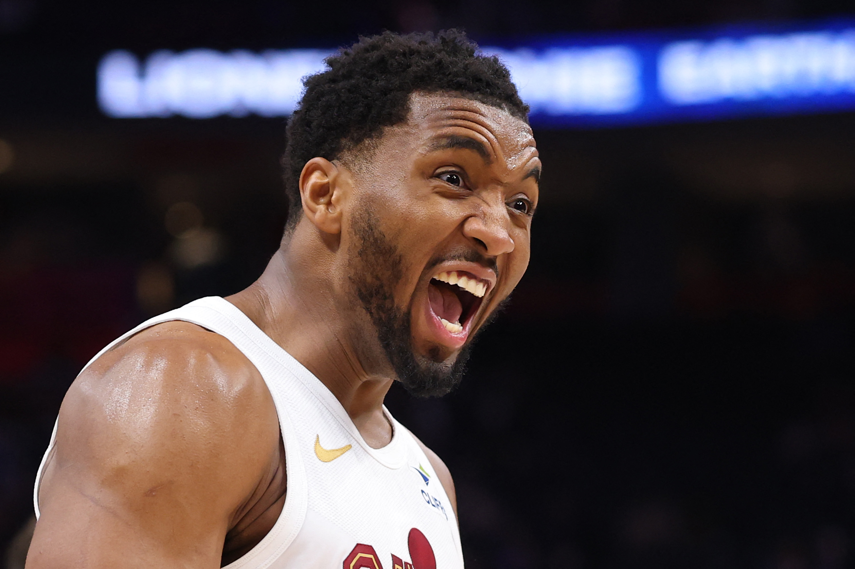 Donovan Mitchell reacts.