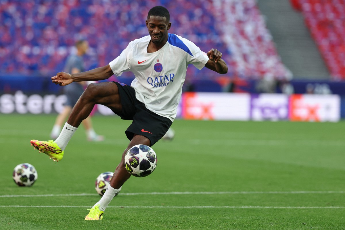 Paris Saint-Germain's players including French forward #10 Ousmane Dembele take part in a MD-1 training session of his players on May 29, 2026, the eve of the UEFA Champions League final