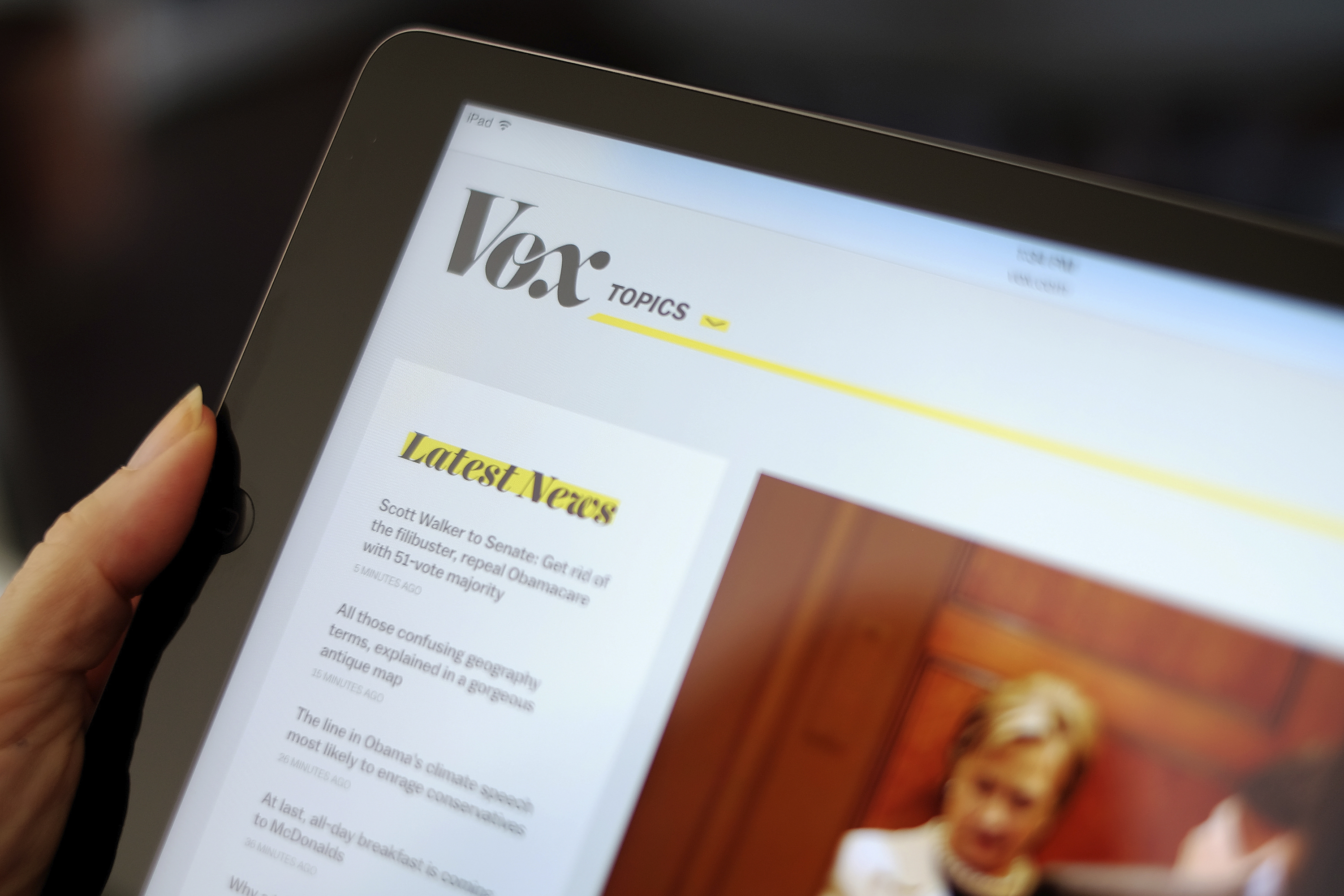 In file photo the Vox website is displayed on an iPad
