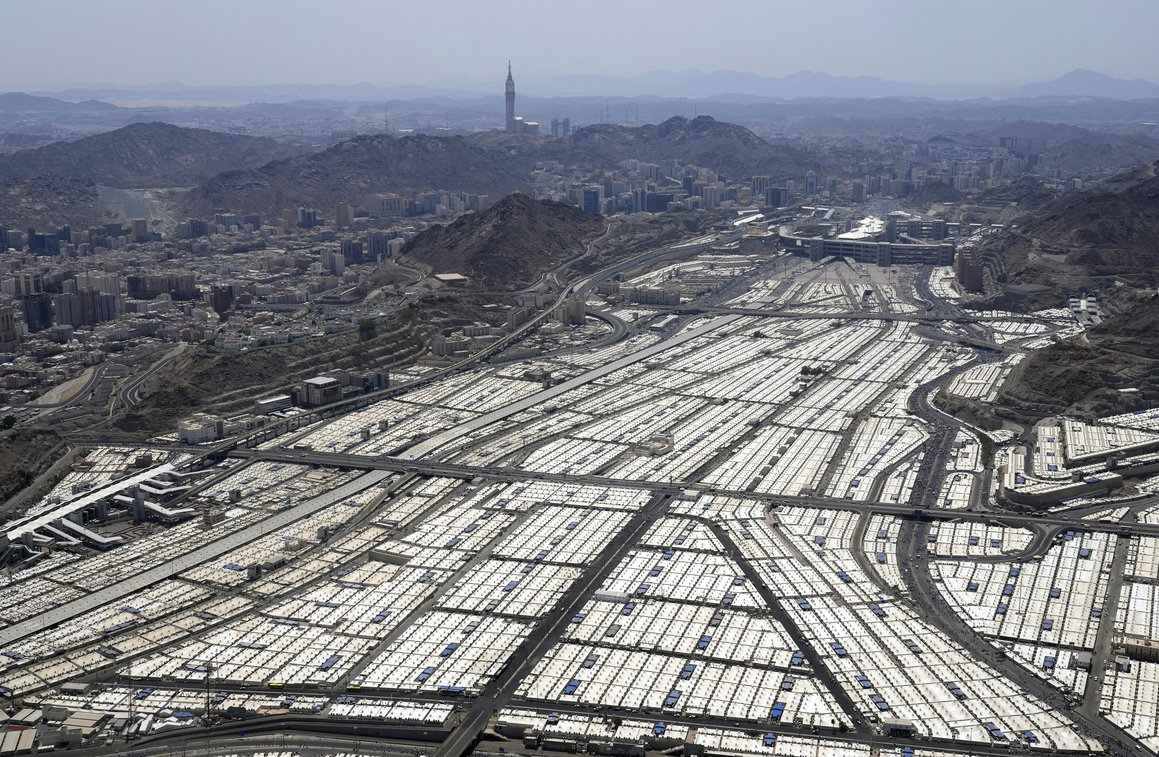 Tents for Muslim pilgrims fill the Mina tent camp during the Hajj, in Mecca, Saudi Arabia, on July 10, 2022