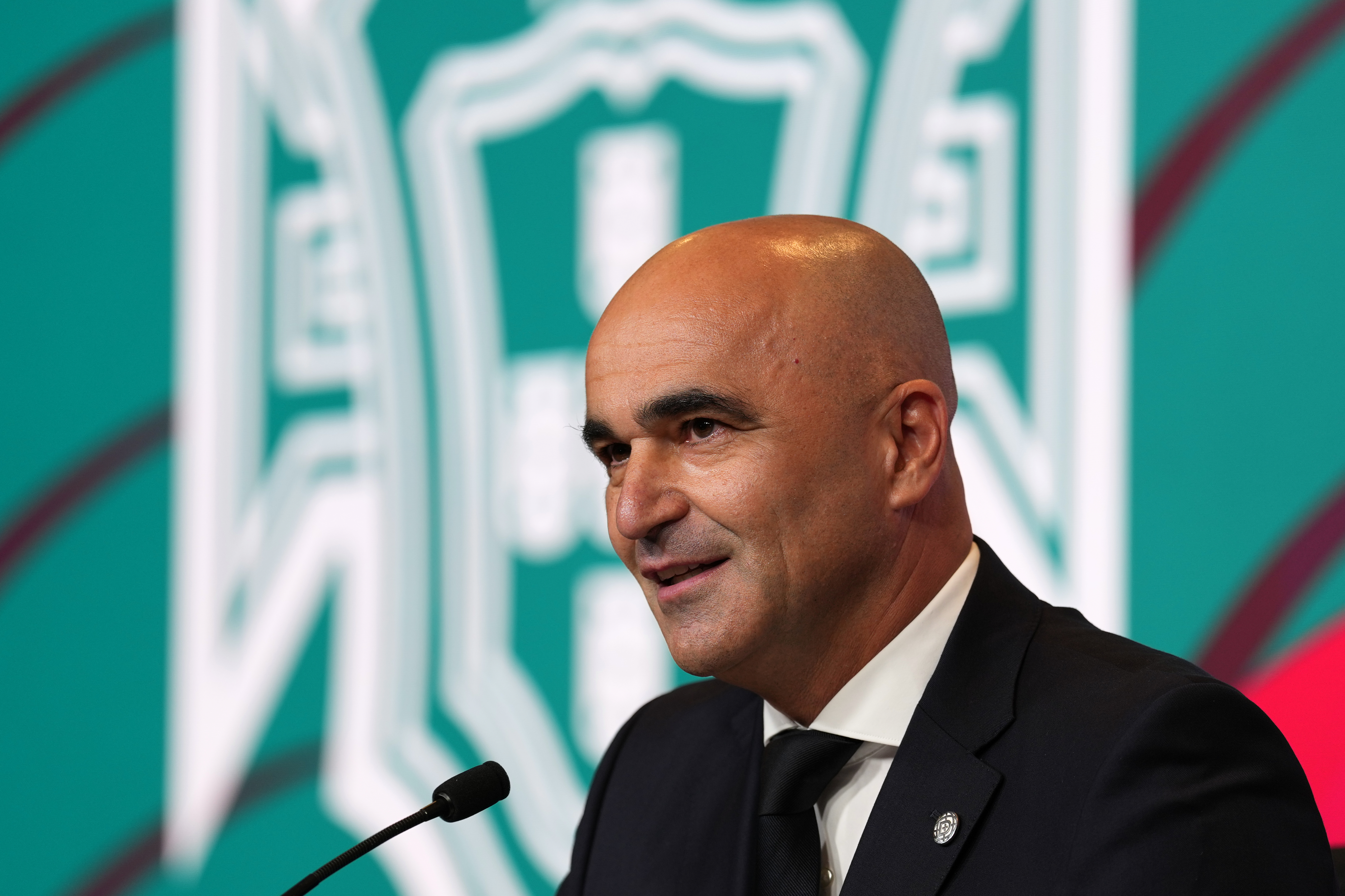 Portugal's head coach Roberto Martinez announces the squad for the 2026 World Cup, in Oeiras, outside Lisbon, Tuesday, May 19, 2026. (AP Photo/Armando Franca)