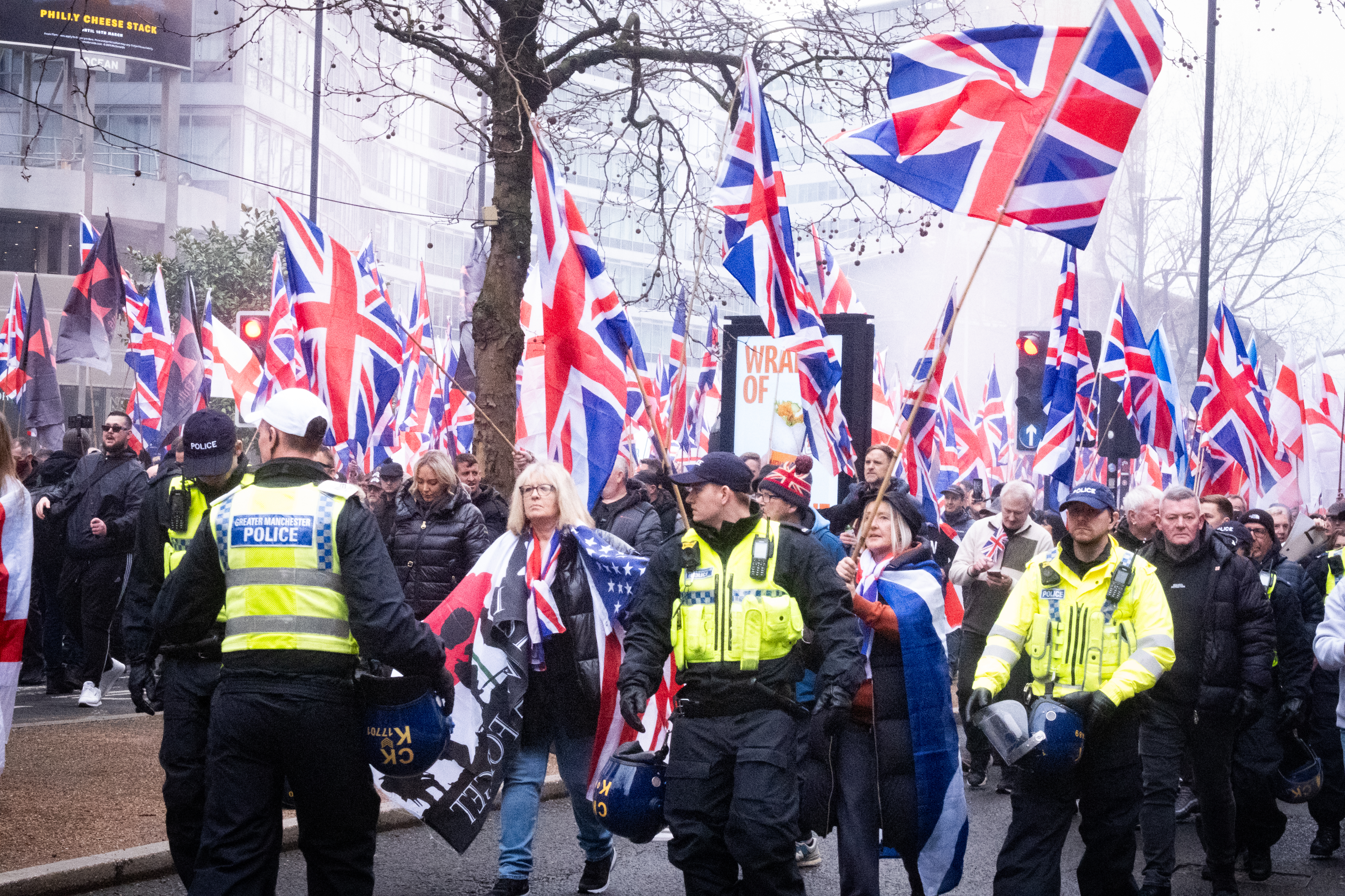 far-right rally Manchester, UK, Britain First