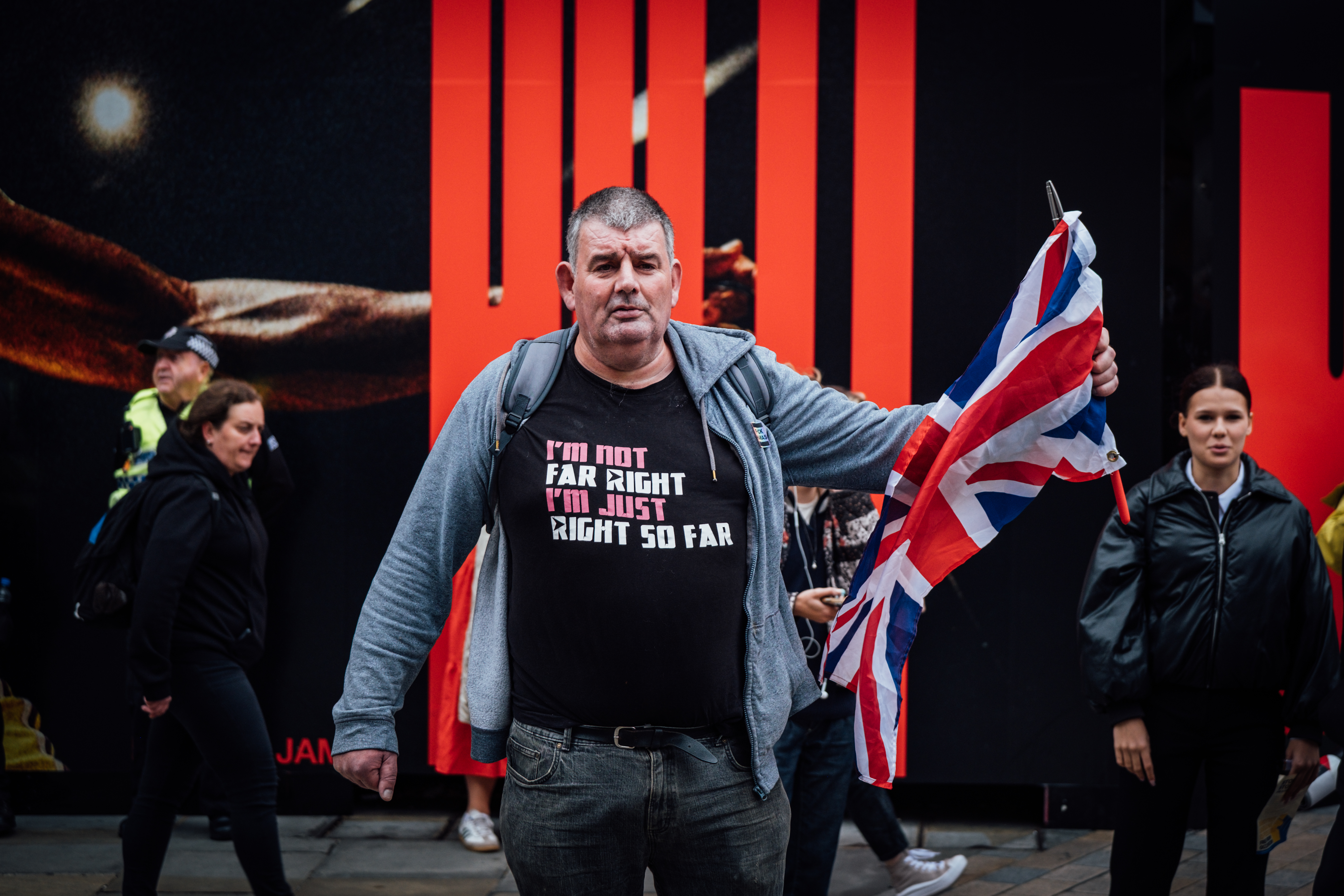 Far-right-protester-facing-off-with-protesters-at-anti-trump-rally-London-Sept-2025