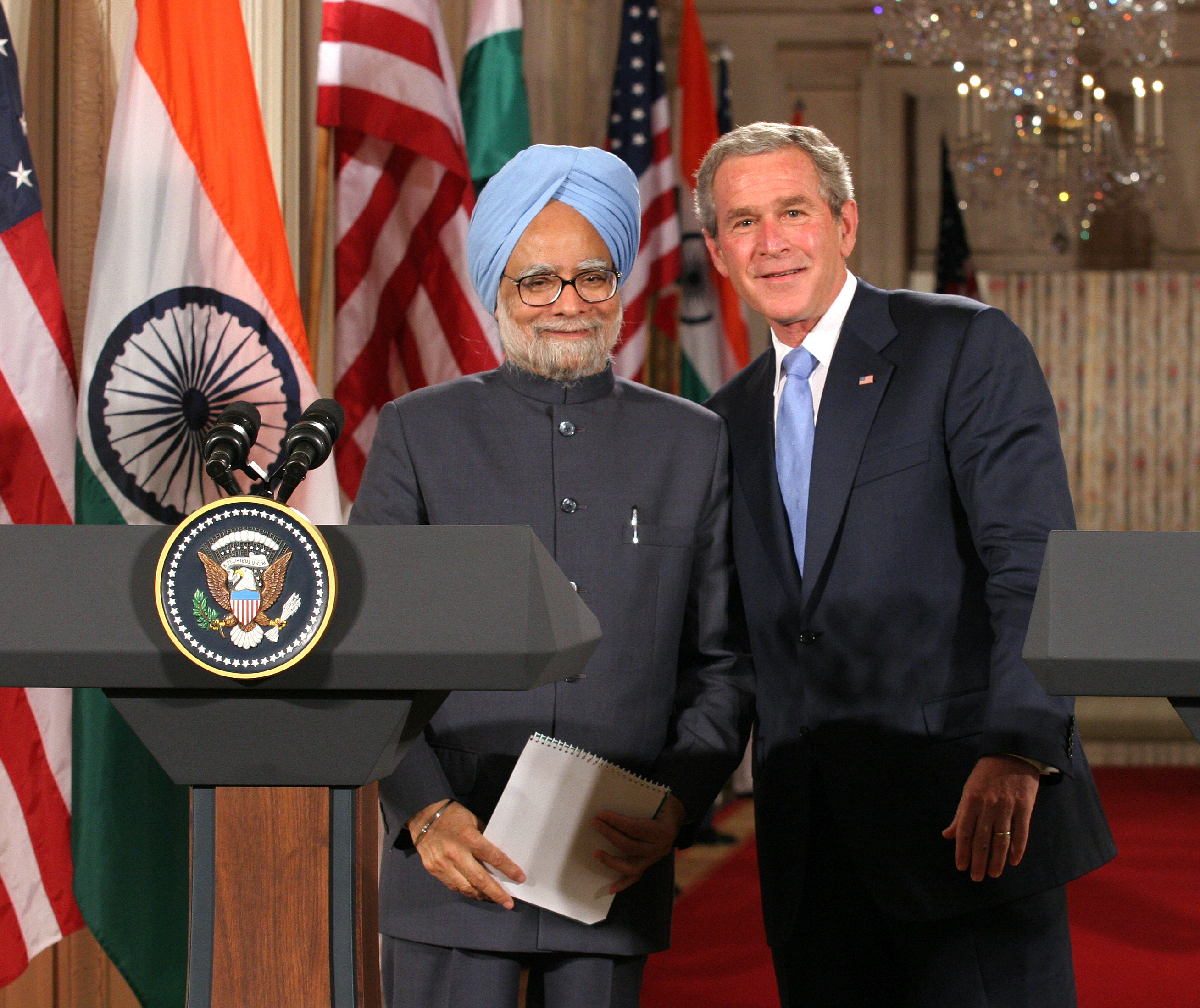 Manmohan Singh and George W Bush