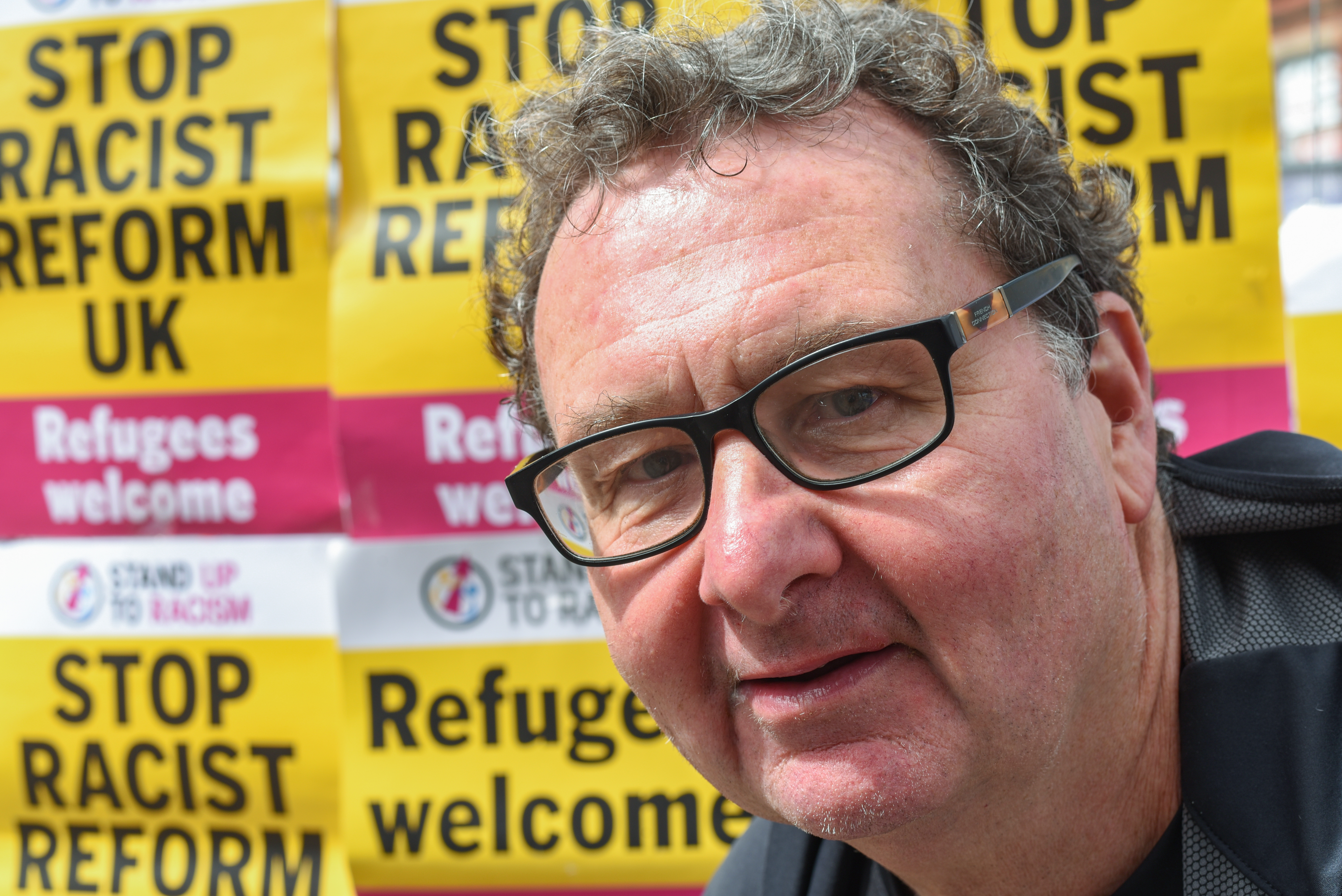 Mal, an anti racism activist, Ashton-in-Makerfield [Simon Speakman Cordall/Al Jazeera]a