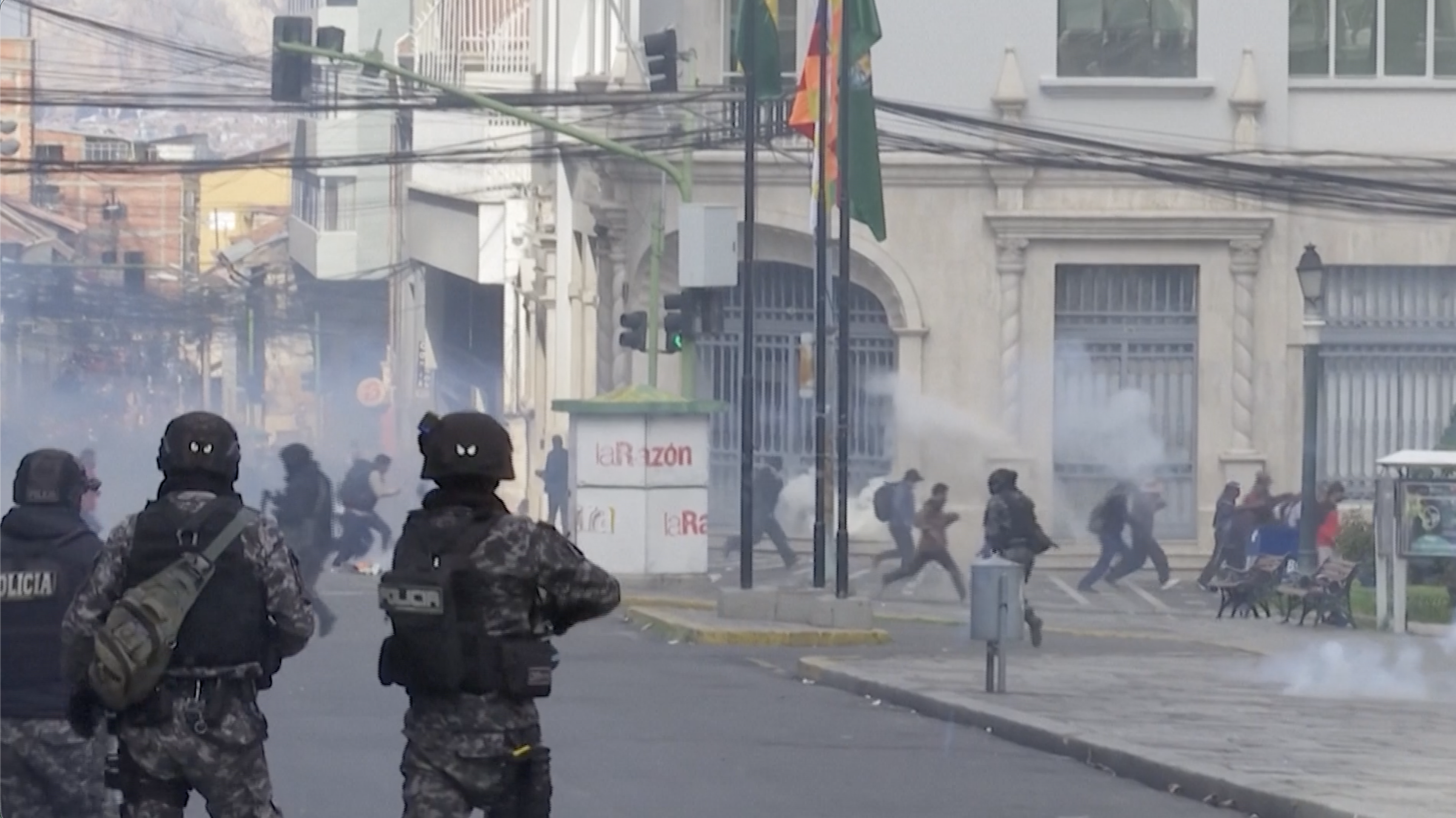 Police fired tear gas at protesters in La Paz as miners and unions marched on the presidential palace, demanding that President Rodrigo Paz step down over a worsening fuel shortage and economic crisis.