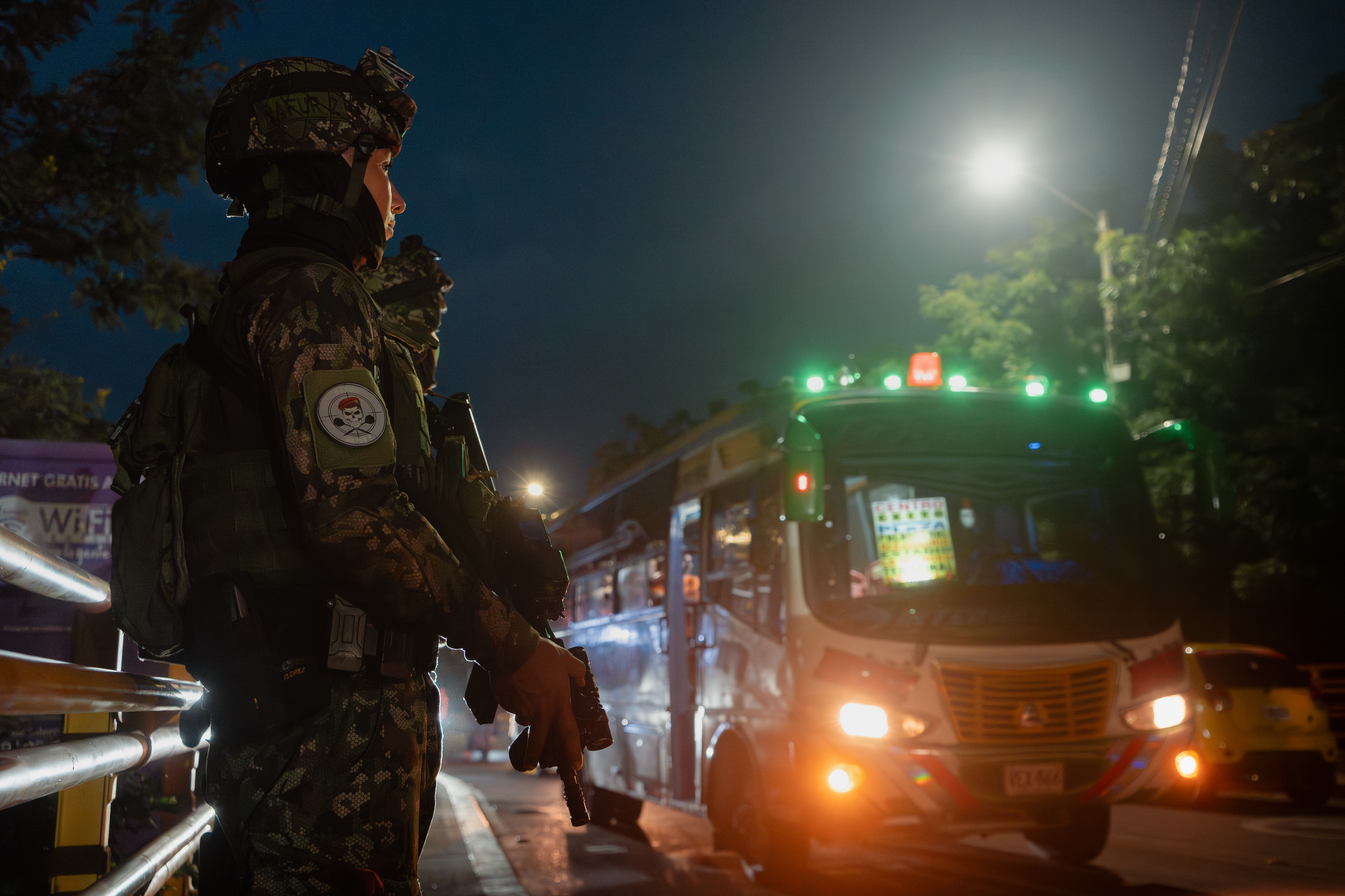Soldier at night in Cucuta
