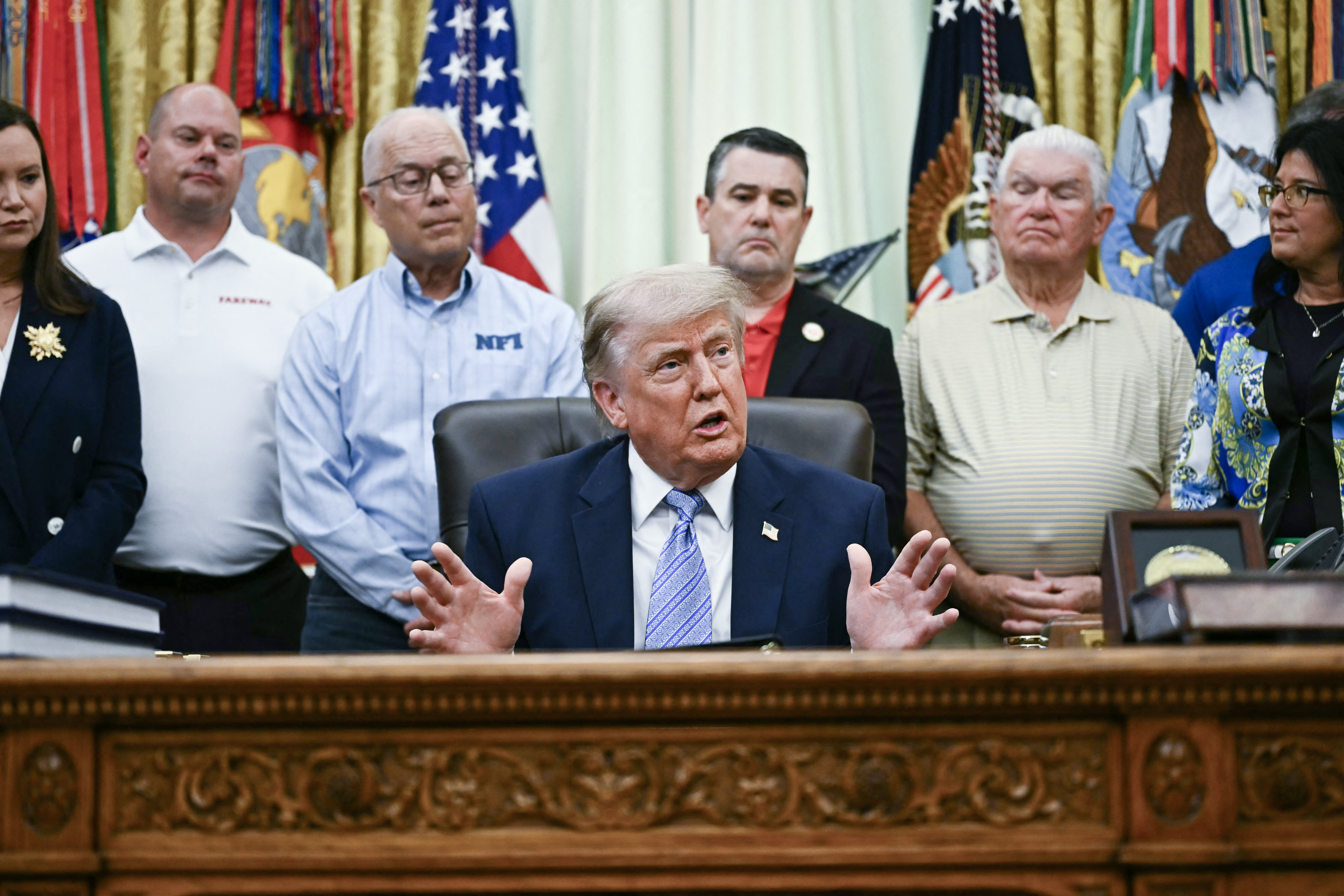 US President Donald Trump speaks during an announcement with Environmental Protection Agency (EPA) Administrator Lee Zeldin in the Oval Office of the White House in Washington, DC on May 21, 2026. (Photo by Kent NISHIMURA / AFP)