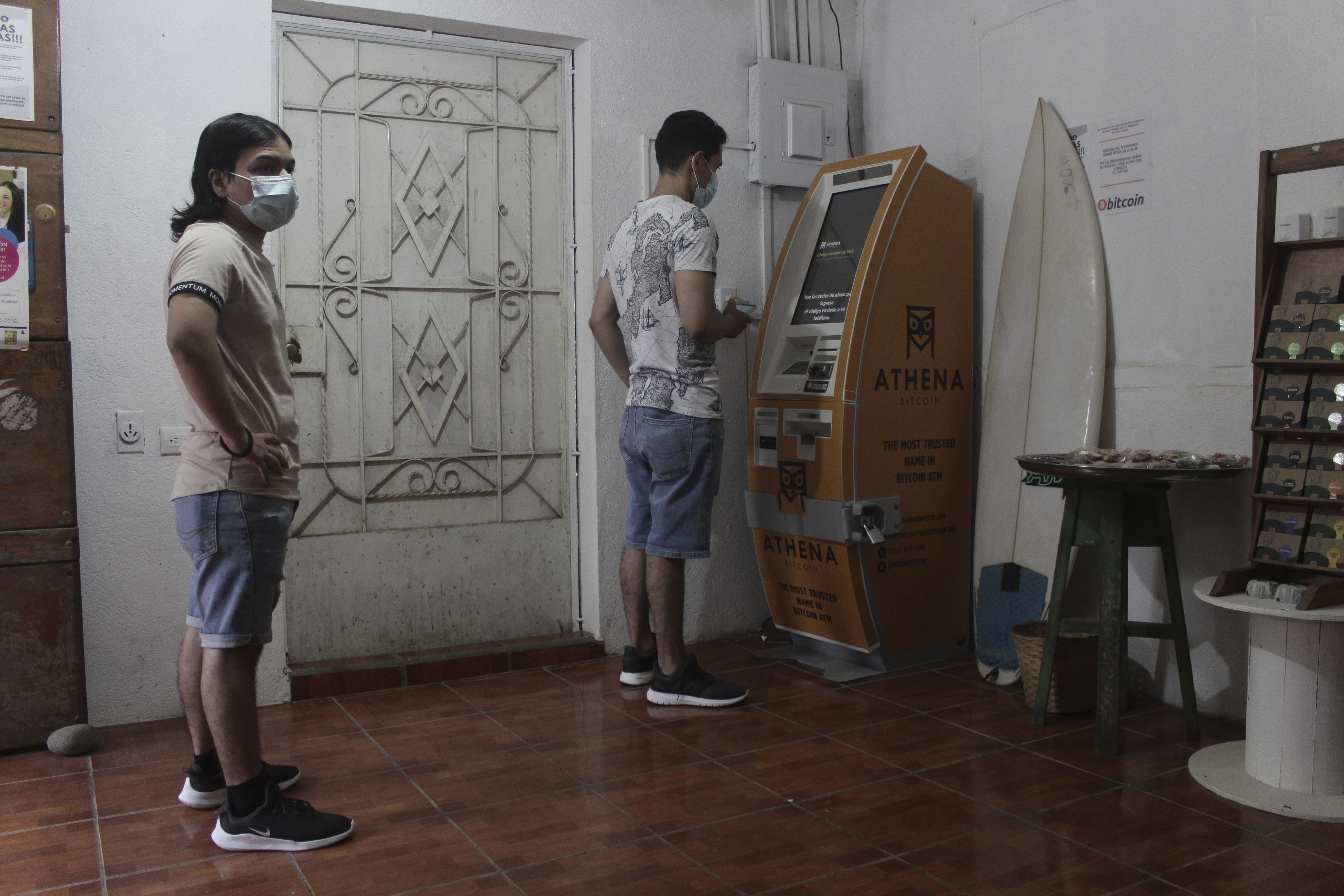 A Bitcoin ATM in El Zonte, El Salvador, in 2021, after the country adopted the cryptocurrency as legal tender.