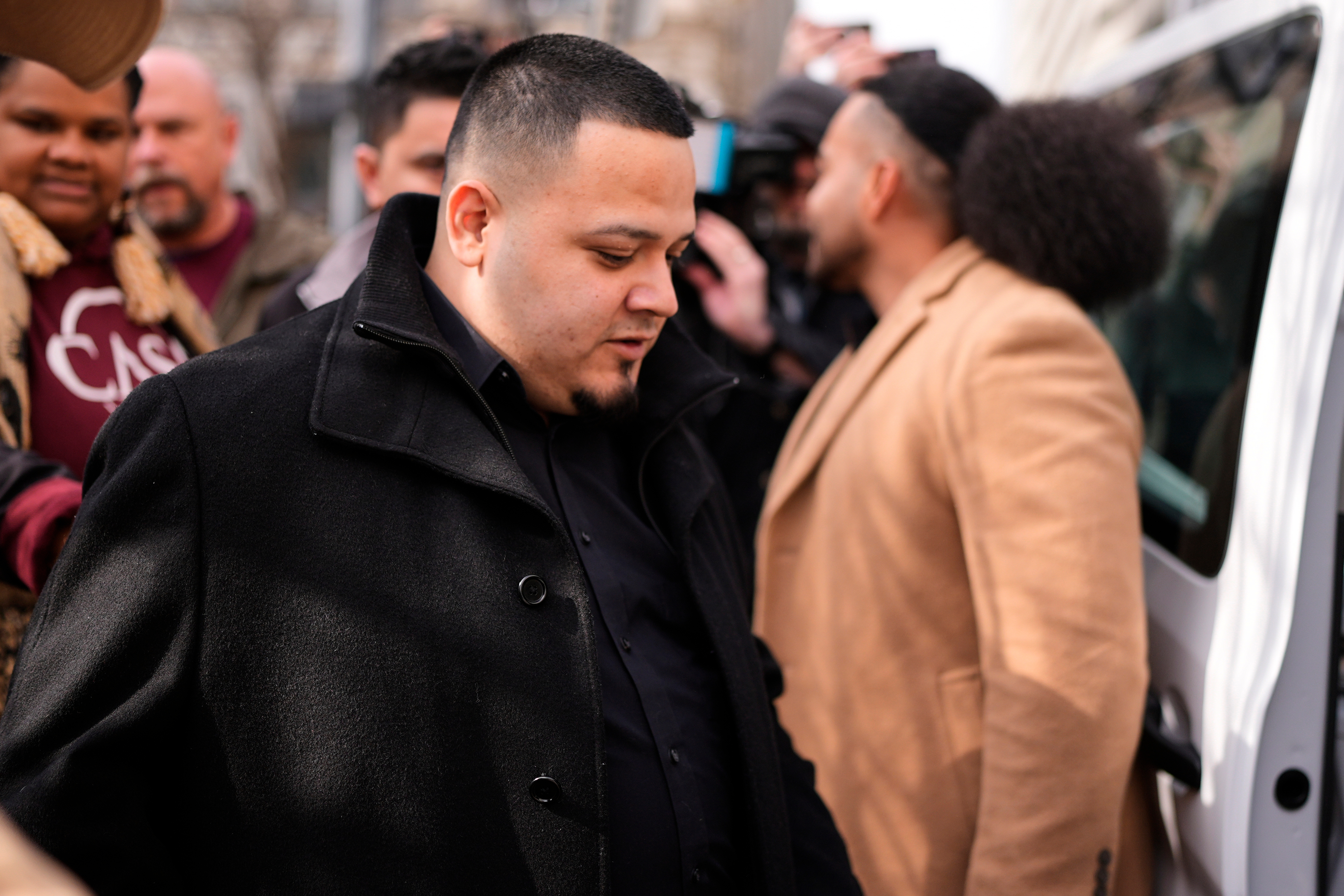 Kilmar Abrego Garcia leaves the federal courthouse in Nashville, Tenn., Thursday, Feb. 26, 2026. (AP Photo/George Walker IV)