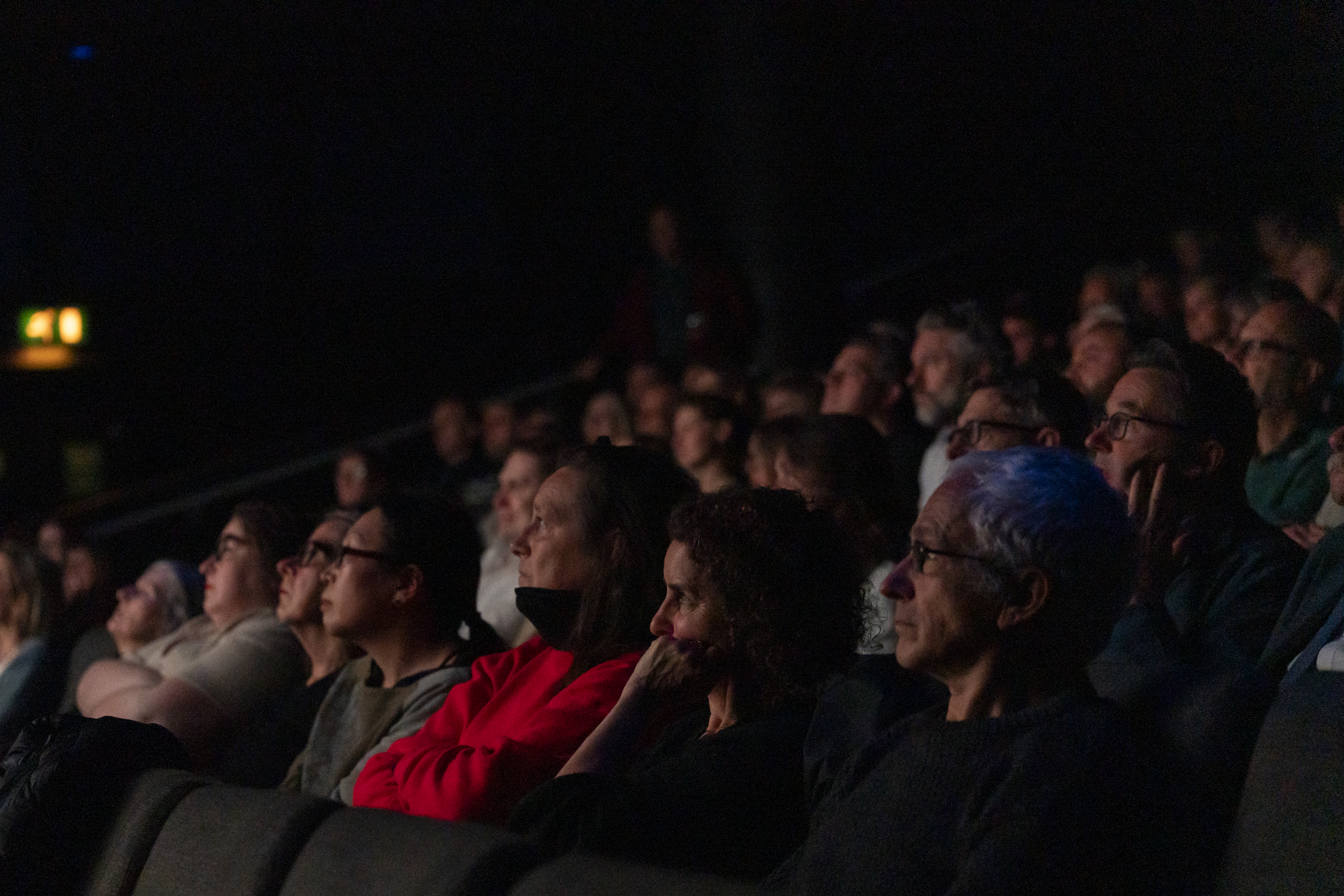 Audience members watch a screening of Planet Israel in London ahead of Nakba Day