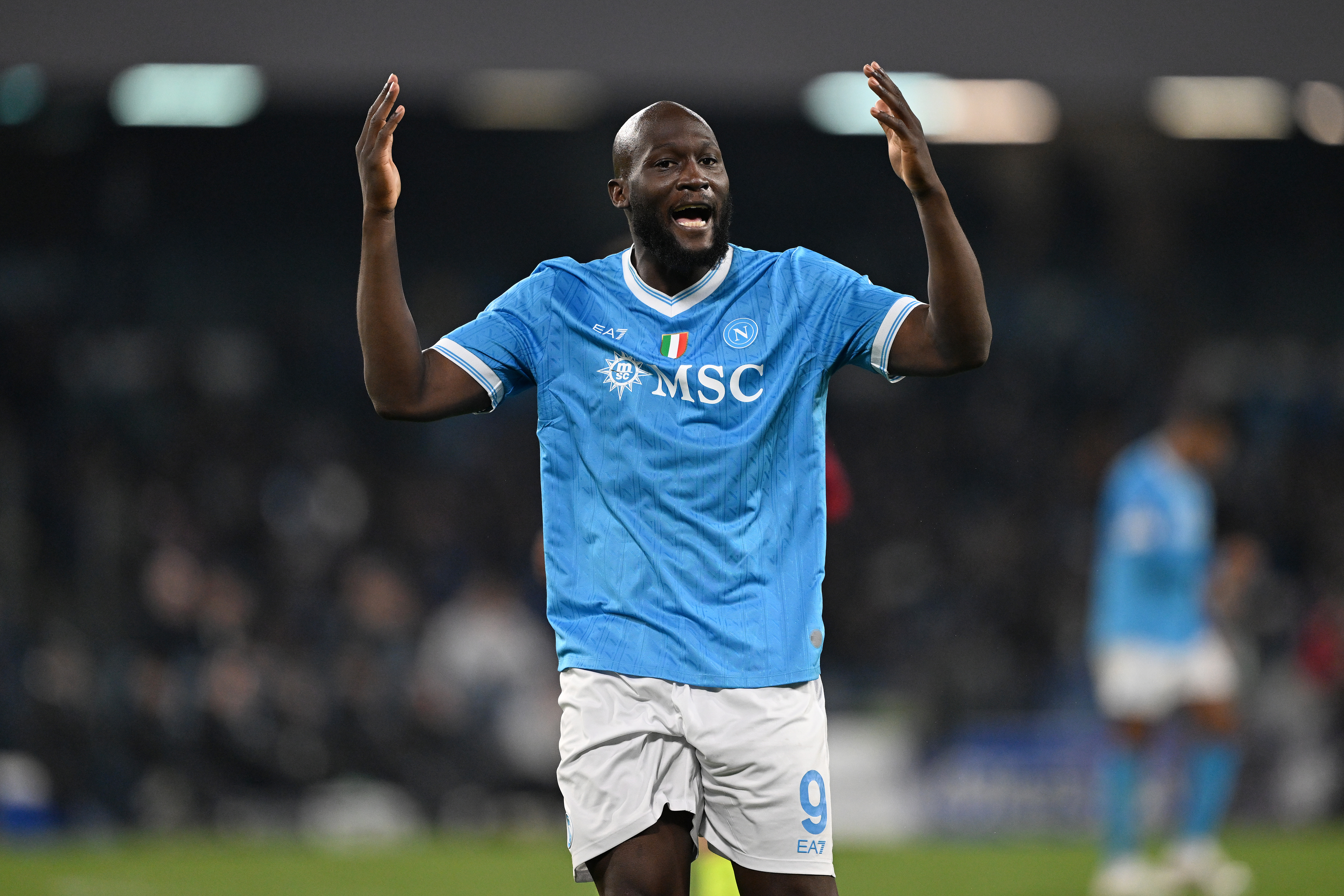 Romelu Lukaku of SSC Napoli reacts during a match.