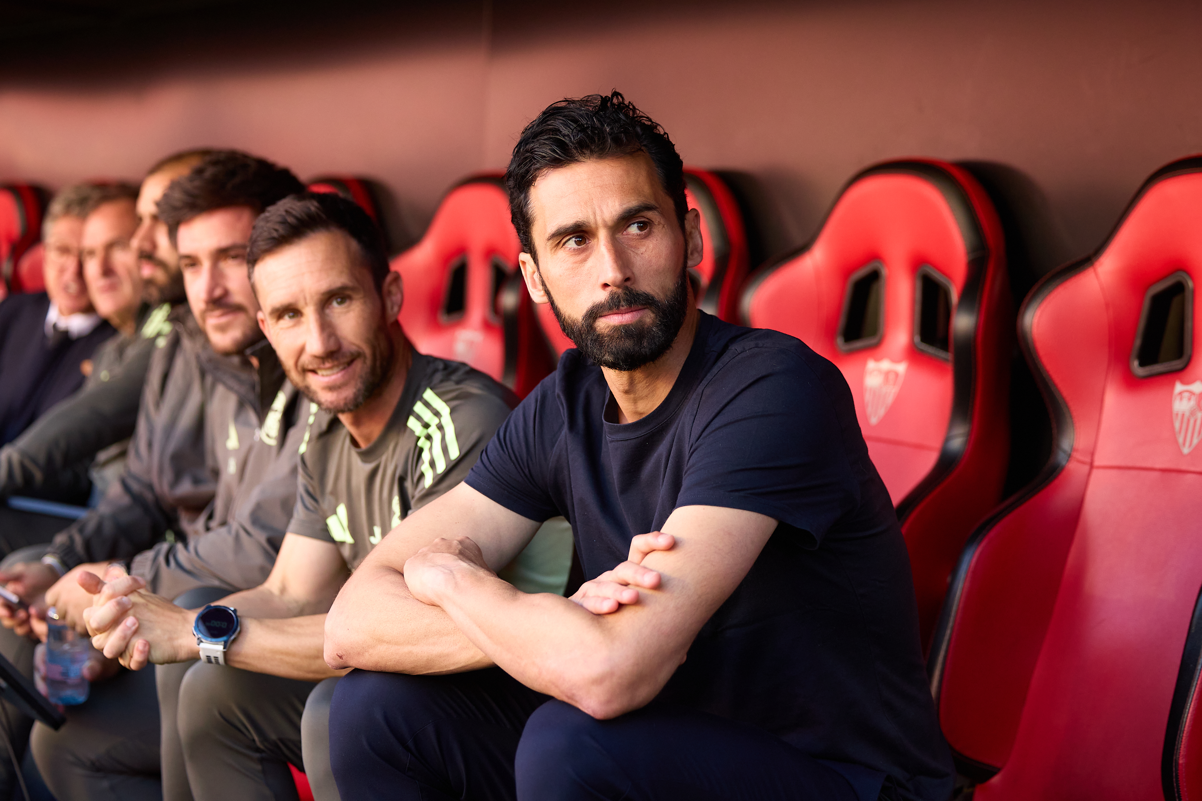 Alvaro Arbeloa, manager of Real Madrid, looks on.