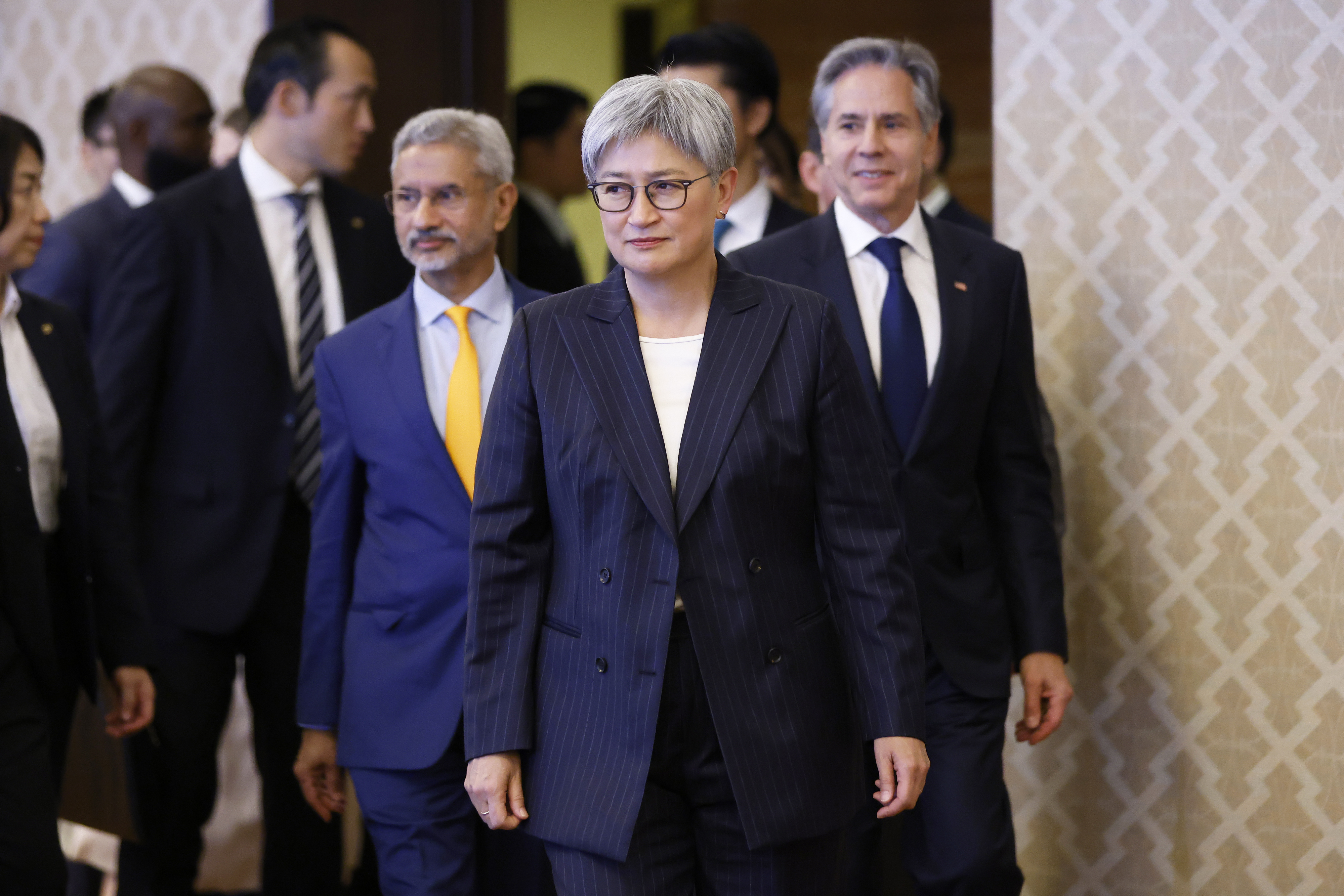 Officials from Australia, India and the US arrive for a Quad meeting in Tokyo, Japan, in July 2024