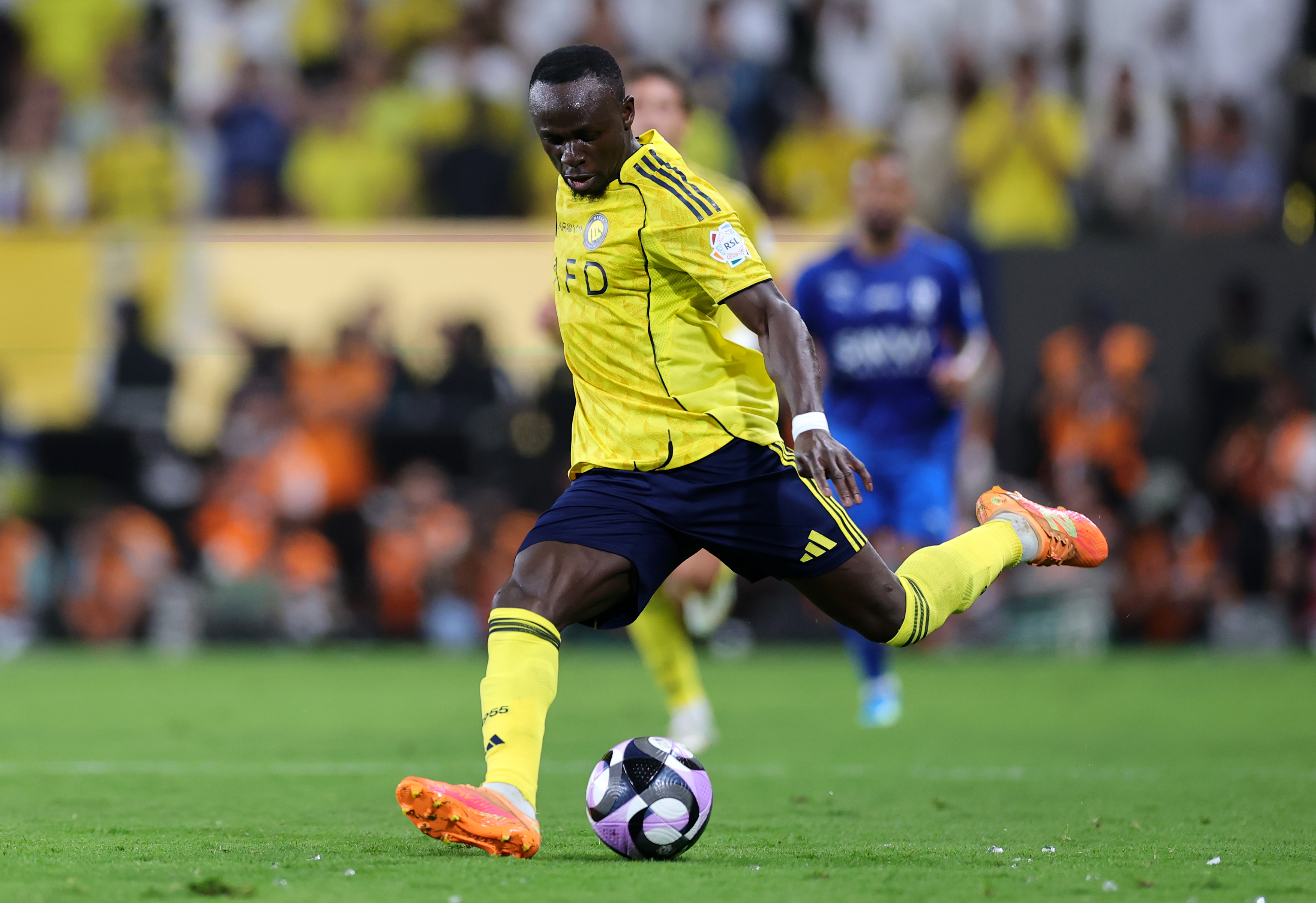 RIYADH, SAUDI ARABIA - MAY 12: Sadio Mane of Al Nassr passes the ball during the Saudi Pro League match between Al Nassr and Al Hilal at Al Awwal Park on May 12, 2026 in Riyadh, Saudi Arabia. (Photo by Abdullah Ahmed/Getty Images)