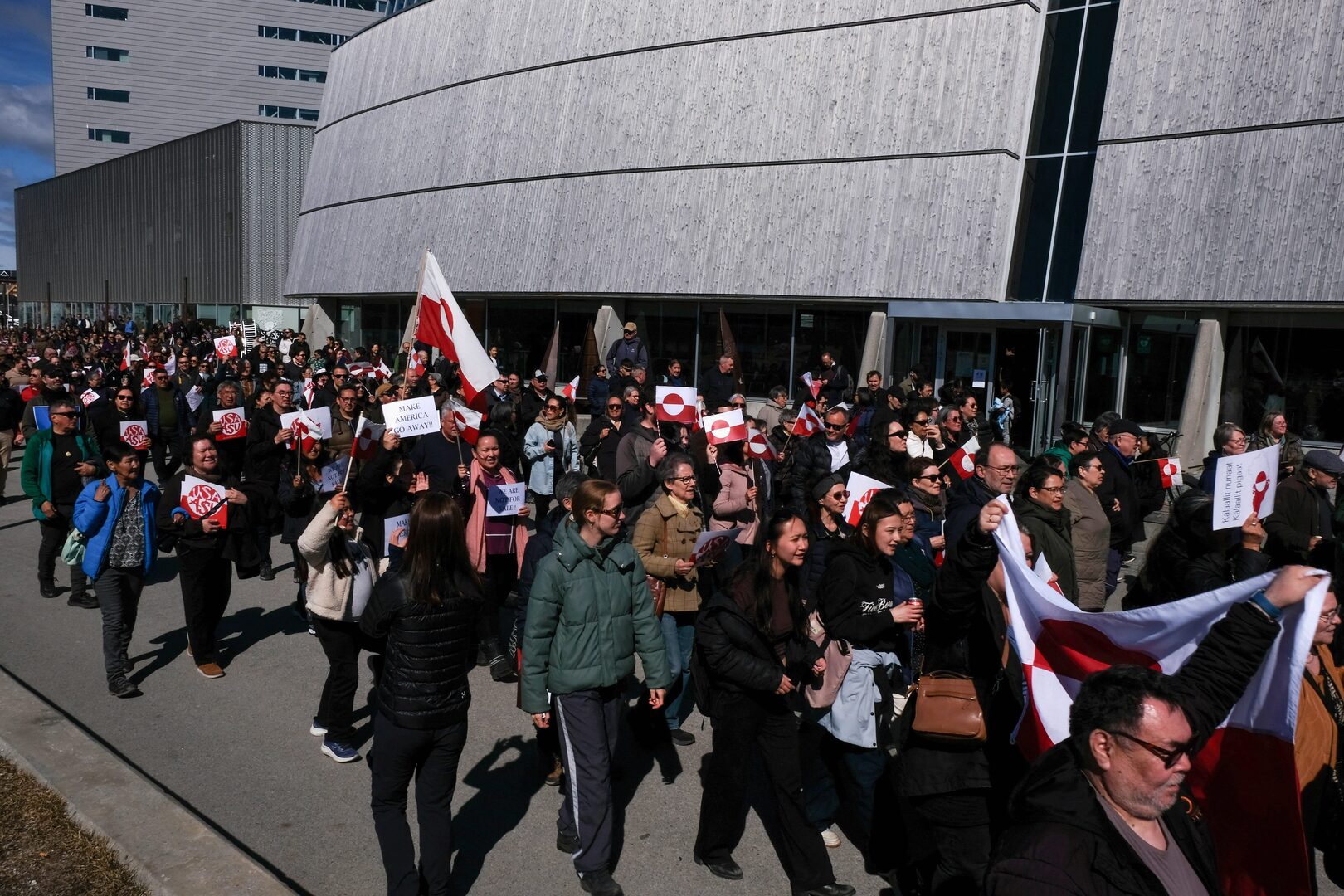 Hundreds of demonstrators gathered in Nuuk as the United States opened a new consulate in Greenland’s capital.