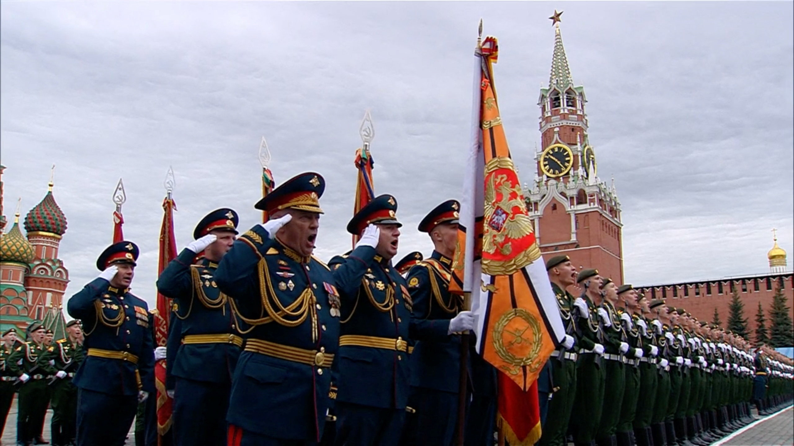 Russian service members take part in a military parade on Victory Day, marking the 81st anniversary of the victory over Nazi Germany in World War Two, in Red Square in central Moscow, Russia, May 9, 2026, in this still image taken from video. Kremlin.ru/Handout via REUTERS ATTENTION EDITORS - THIS IMAGE WAS PROVIDED BY A THIRD PARTY. MANDATORY CREDIT.