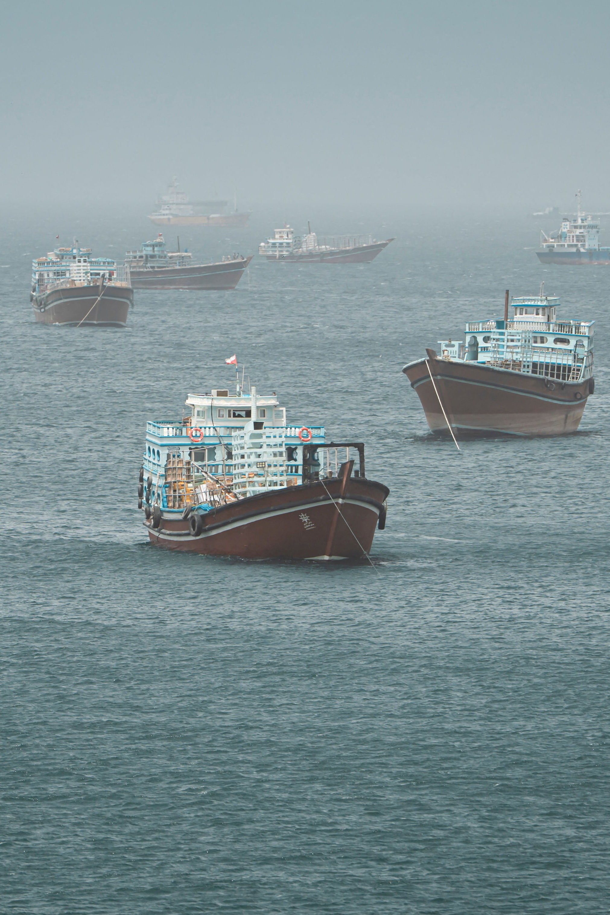 Vessels at sea.