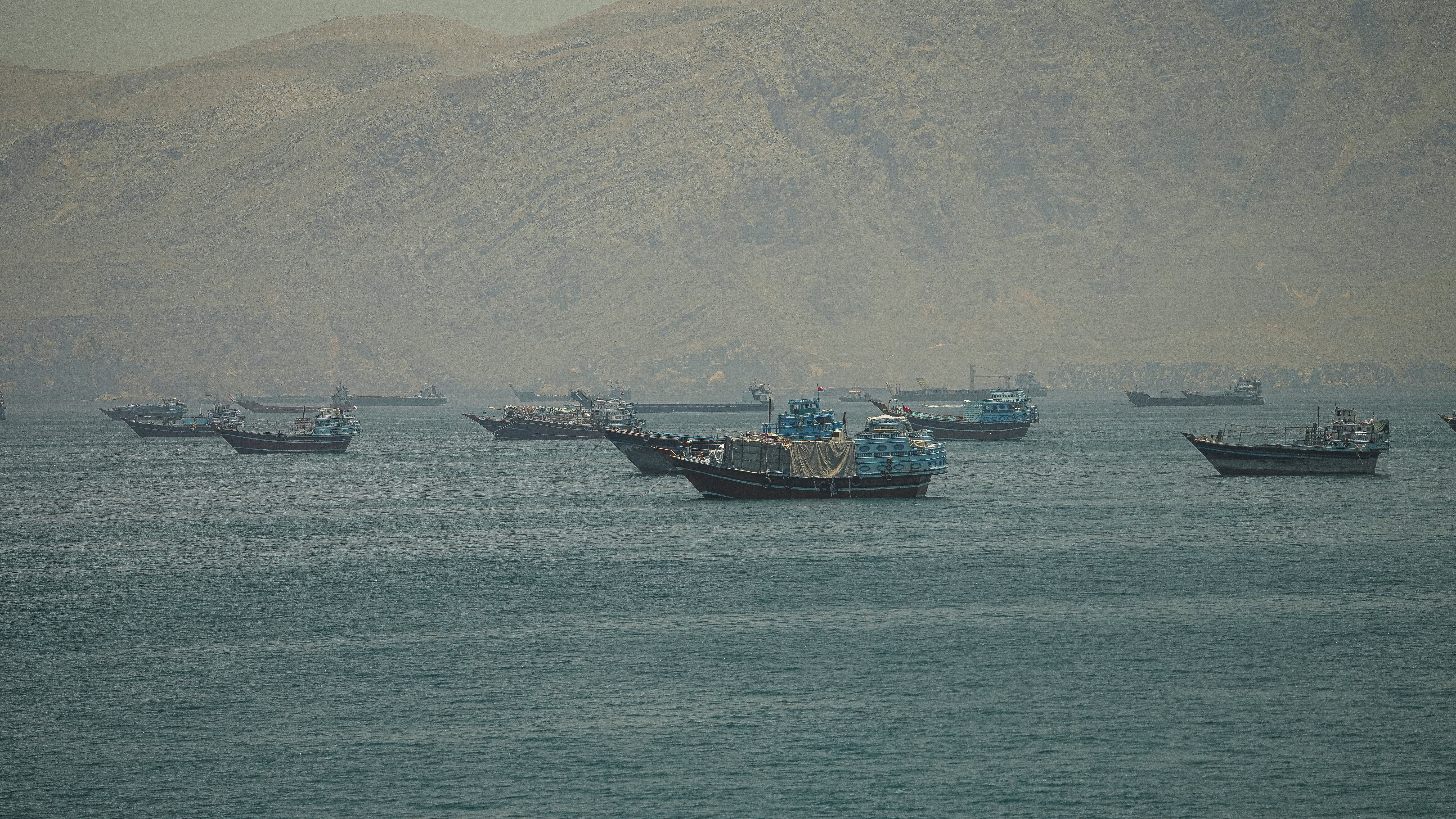 Vessels anchored at the Strait of Hormuz, as seen from Musandam, Oman, May 25, 2026. REUTERS/Stringer REFILE - CORRECTING INFORMATION FROM "VESSELS SAILING THROUGH THE STRAIT OF HORMUZ" TO "VESSELS ANCHORED AT THE STRAIT OF HORMUZ".