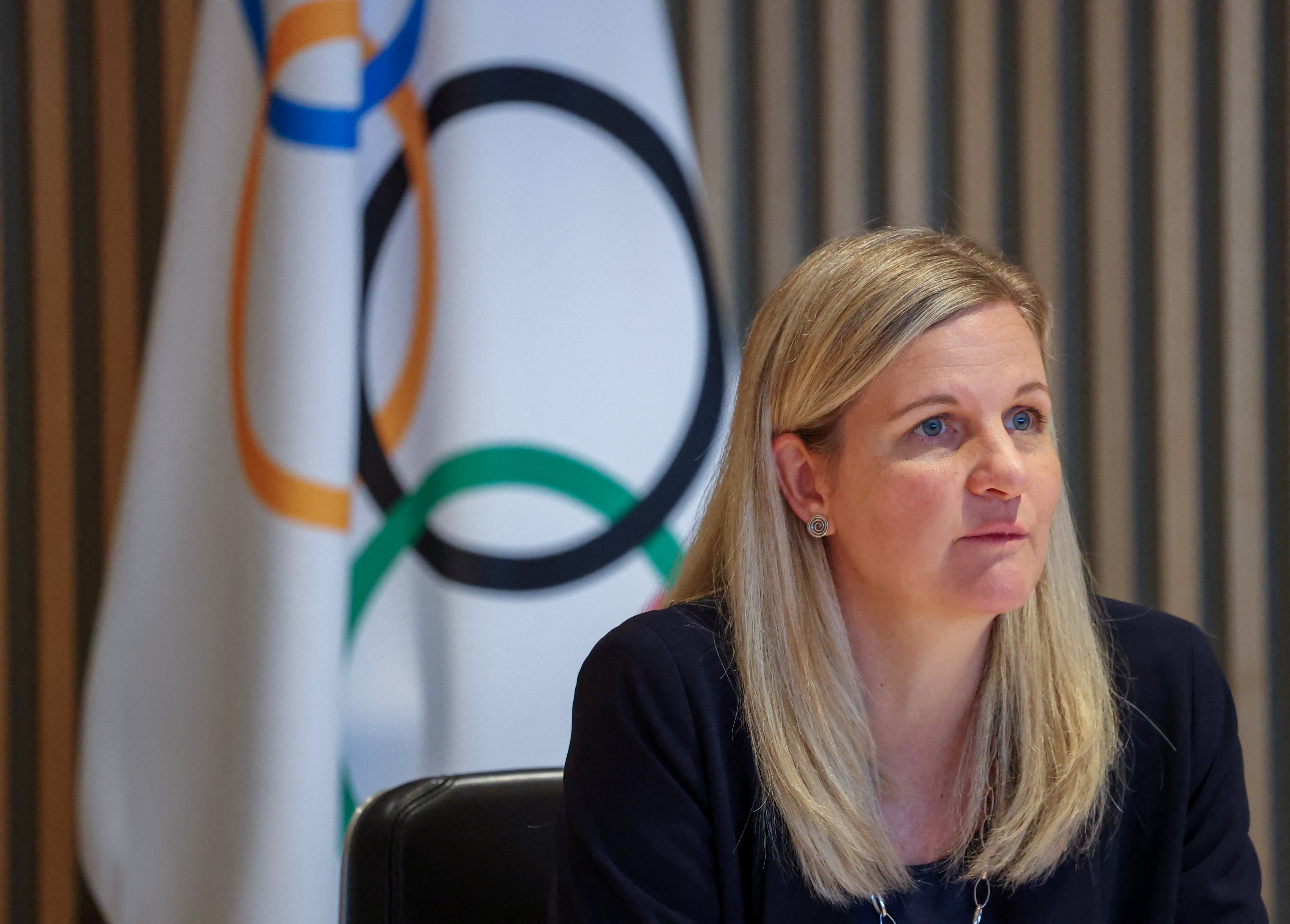 Kirsty Coventry, President of the International Olympic Committee (IOC), attends an Executive Board meeting at the Olympic House in Lausanne, Switzerland, May 6, 2026. REUTERS/Denis Balibouse