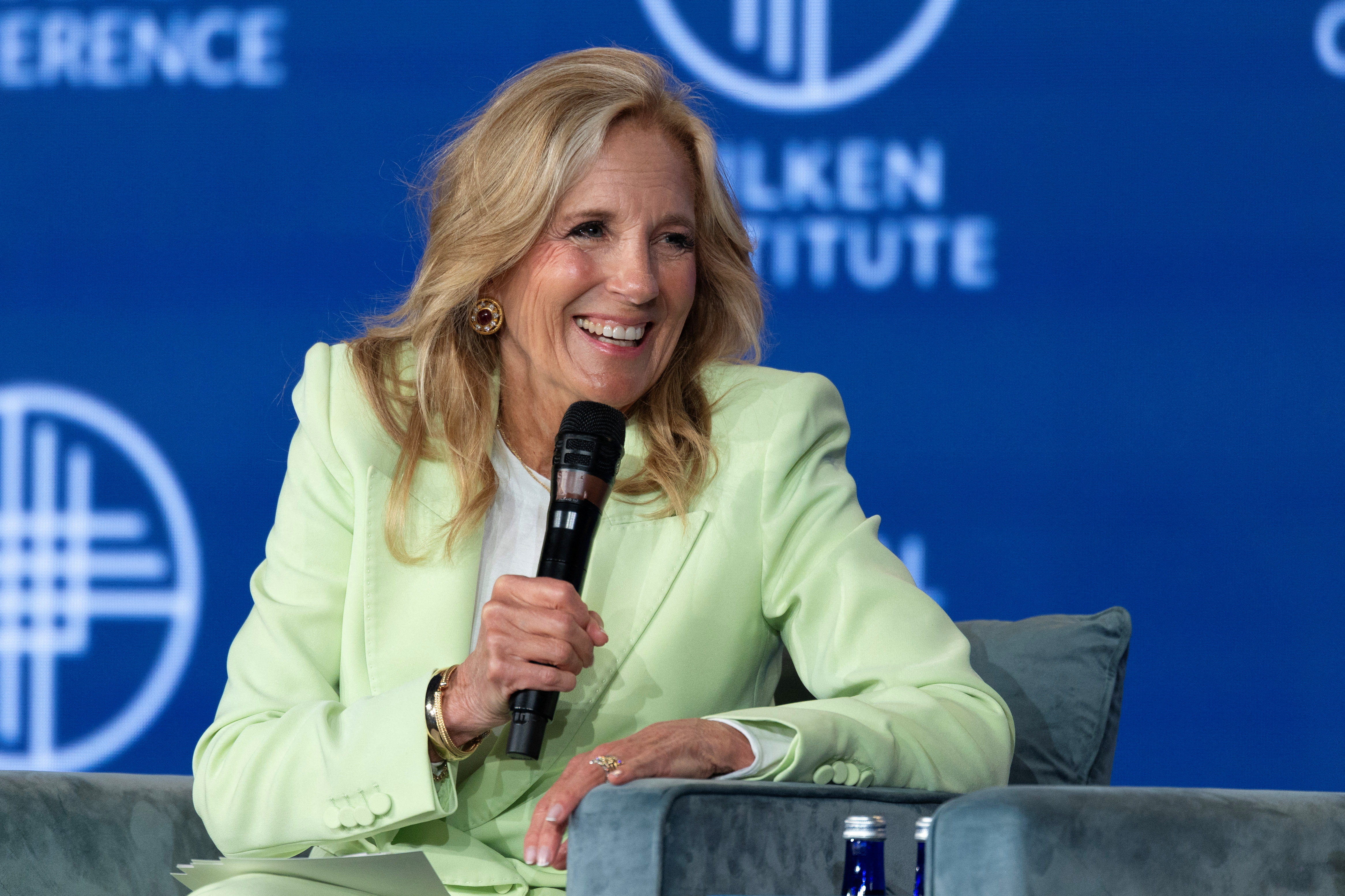 Jill Biden, Former First Lady of the United States and Chair of the Milken Institute Women's Health Network, speaks during the Milken Institute Global Conference 2026 in Beverly Hills, California, U.S., May, 5, 2026. REUTERS/Mike Blake