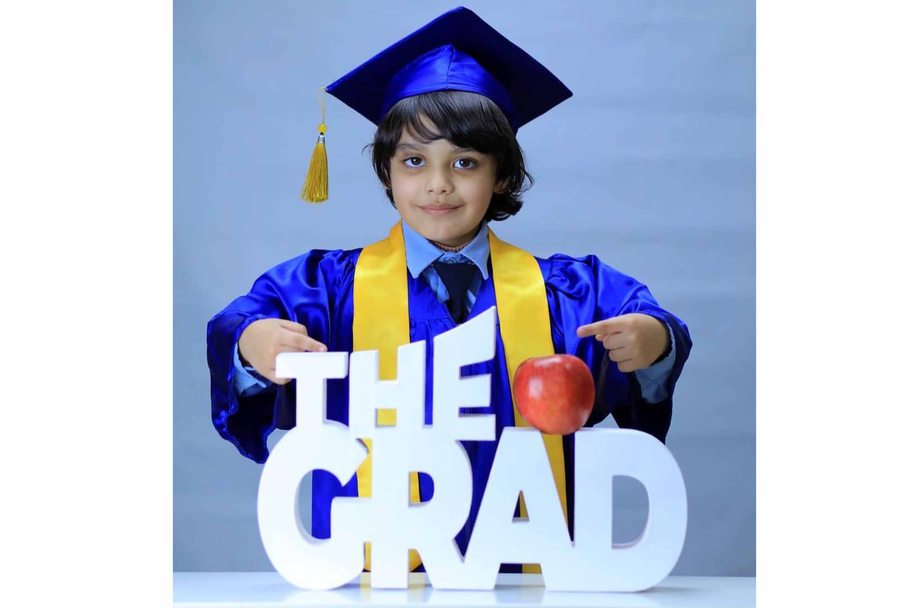 The author’s son Yaman in his school graduation gown. [Courtesy of Aya Shamaa]