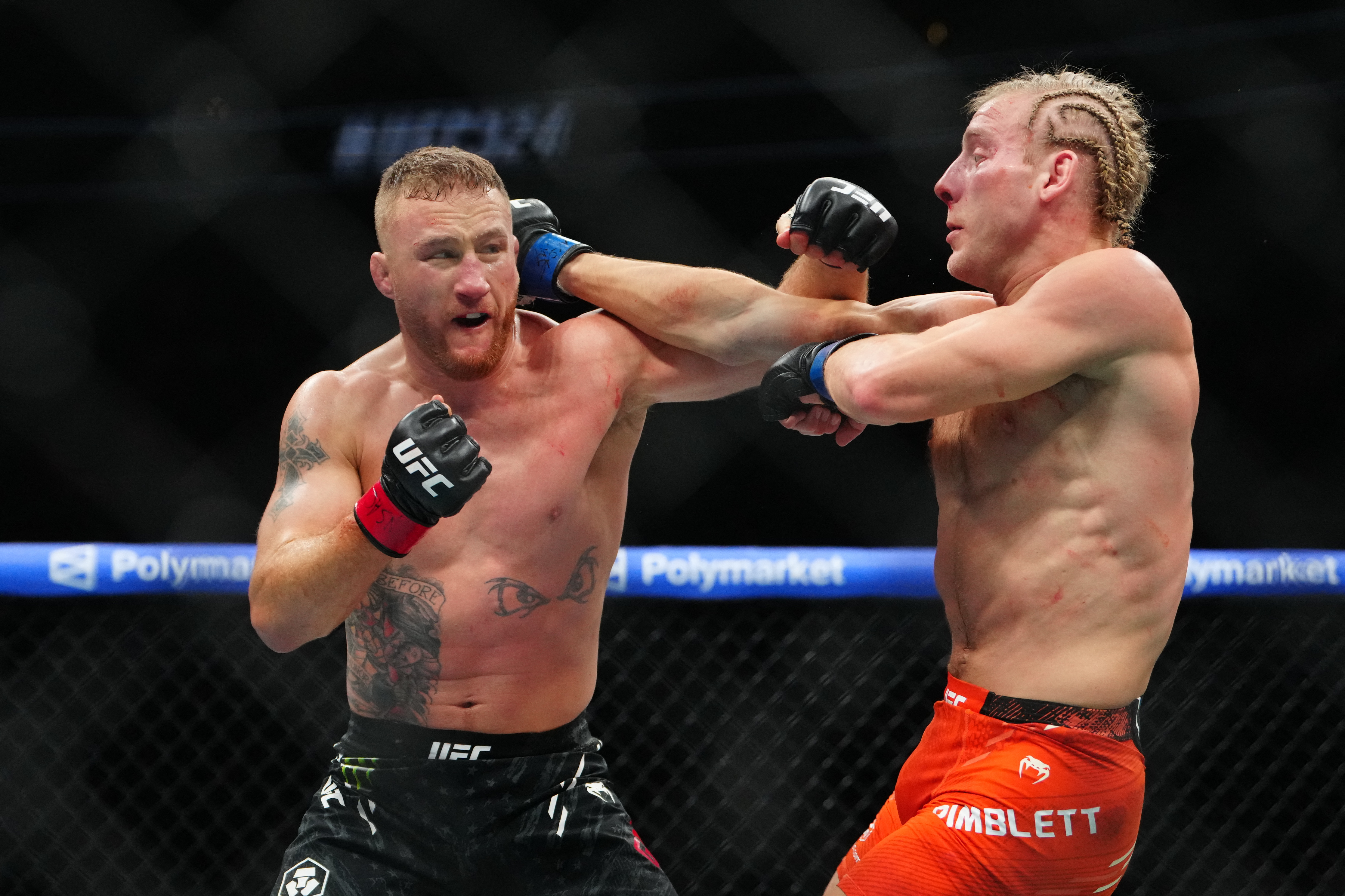 Justin Gaethje and Paddy Pimblett in action.