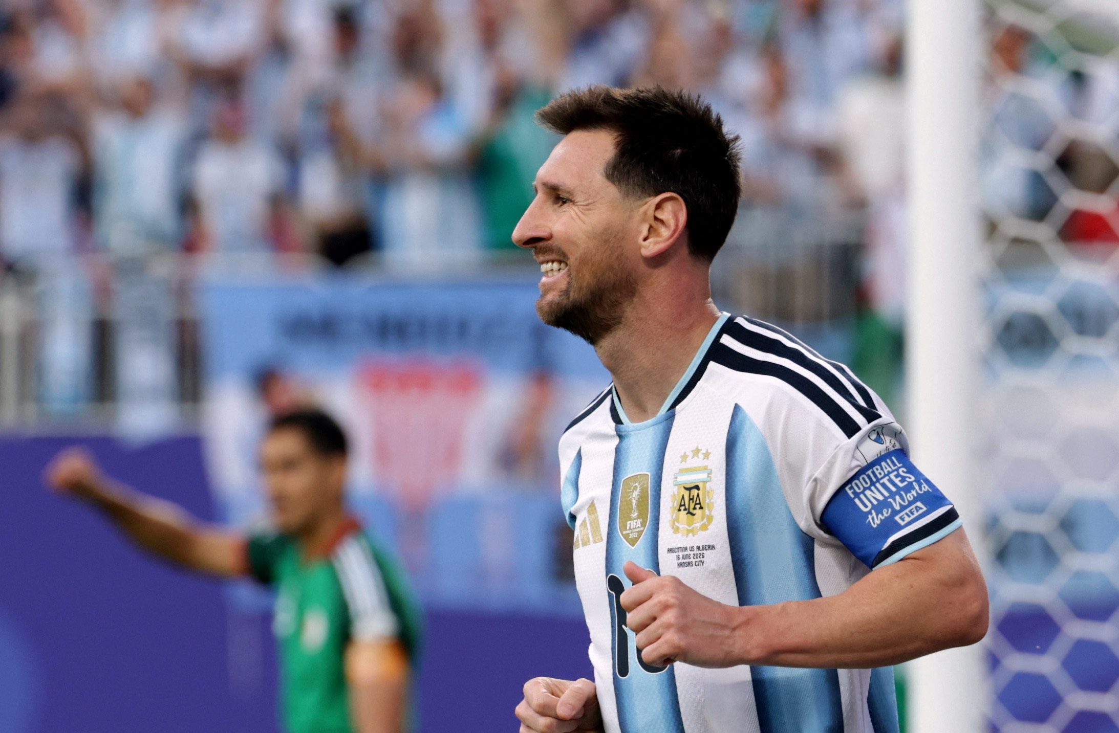 Soccer Football - FIFA World Cup 2026 - Group J - Argentina v Algeria - Kansas City Stadium, Kansas City, Missouri, U.S. - June 16, 2026 Argentina's Lionel Messi reacts after scoring a goal that was later disallowed REUTERS/Claudia Greco