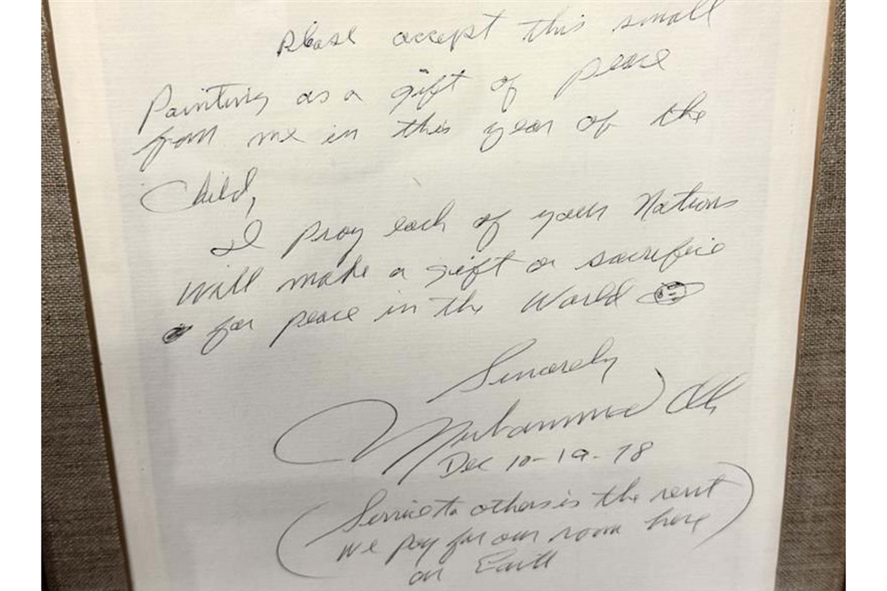 Muhammad Ali’s letter to the UN [Courtesy of the United Nations]
